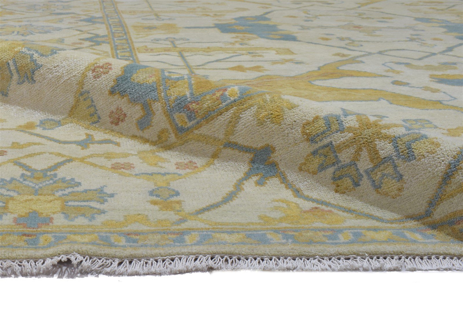 Hand Knotted Ivory Wool Rug 8' X 10' Persian Oushak Oriental Large Carpet   7864182603925