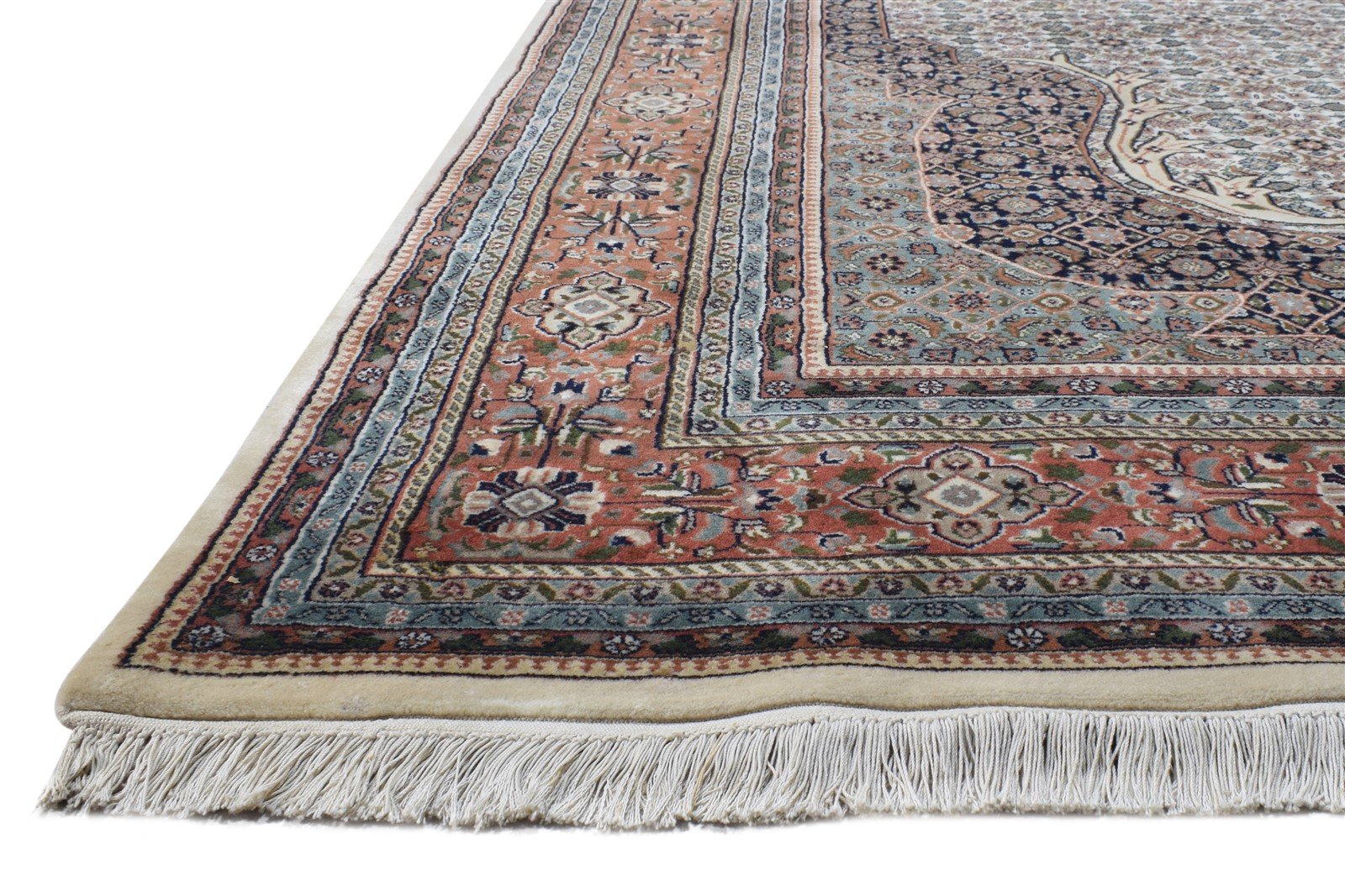 Hand Knotted Ivory Wool Rug 8' X 12' Persian Mir Oriental Large Carpet   7864631820437