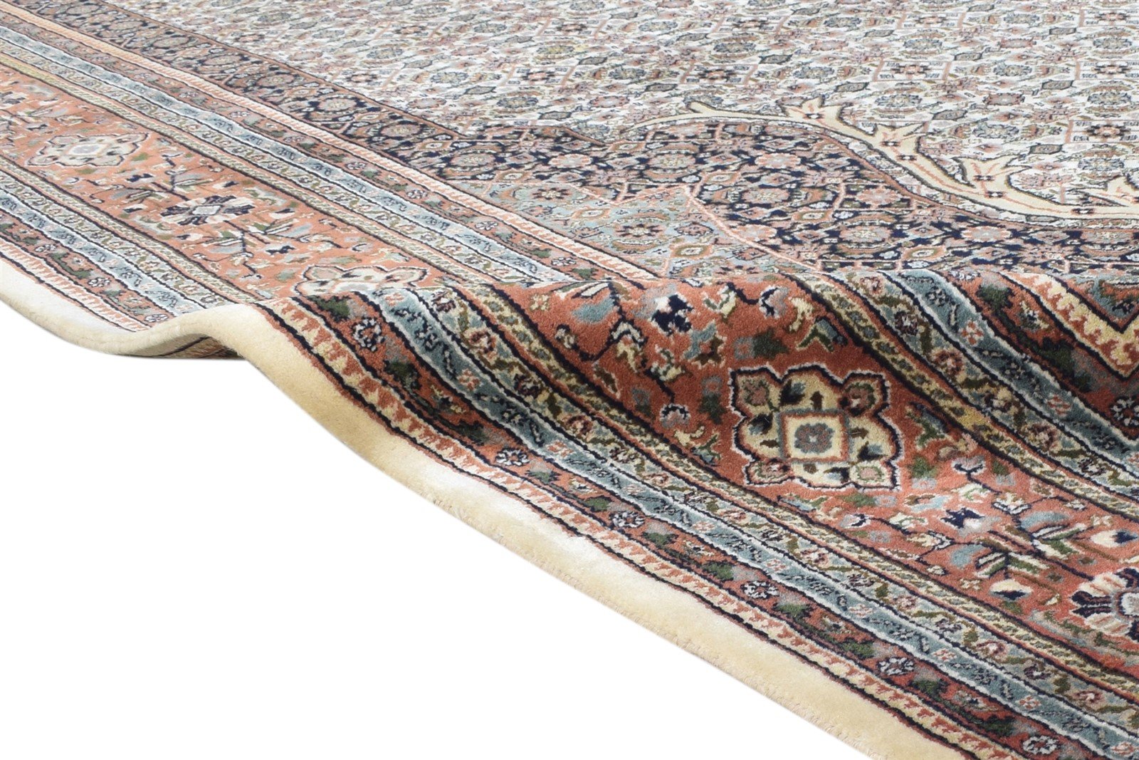 Hand Knotted Ivory Wool Rug 8' X 12' Persian Mir Oriental Large Carpet   7864631820437