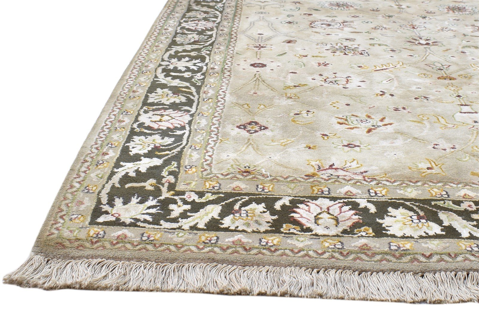 Hand Knotted Ivory Wool / Silk Rug 4X7 Persian Kashan Oriental Room Size Carpet   7860693041301