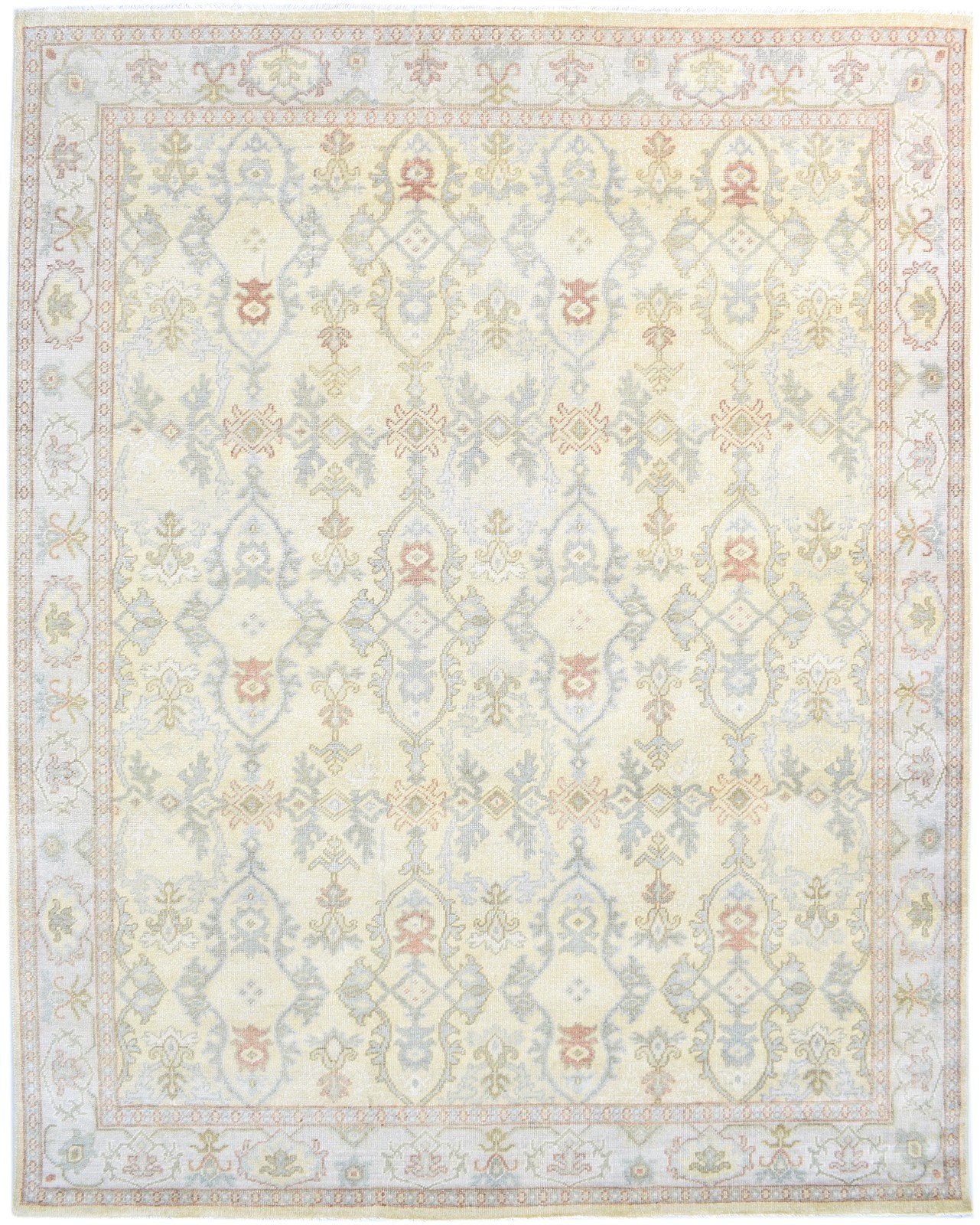 Hand Knotted Lime Wool Rug 8' X 10' Persian Kashan Oriental Large Carpet   7864083087509