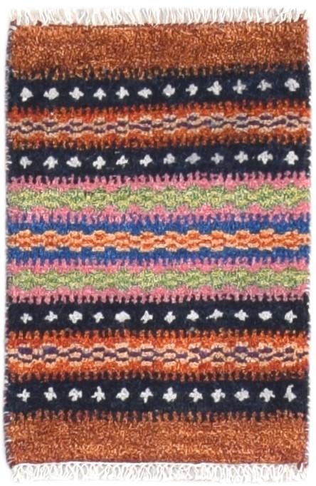 Hand Knotted Multi Color Wool Rug 1' X 2' Modern American Tribal Small Carpet   7865186517141