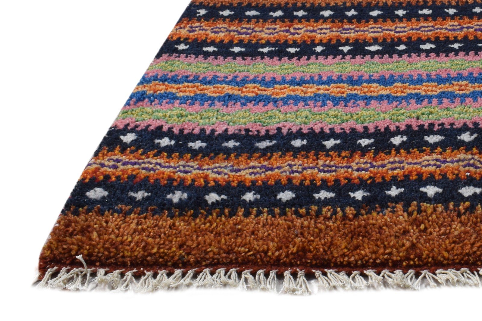 Hand Knotted Multi Color Wool Rug 1' X 2' Modern American Tribal Small Carpet   7865186517141