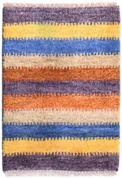 Hand Knotted Multi Color Wool Rug 1X2 Southwestern Gabbeh Striped Small Carpet   7865085624469