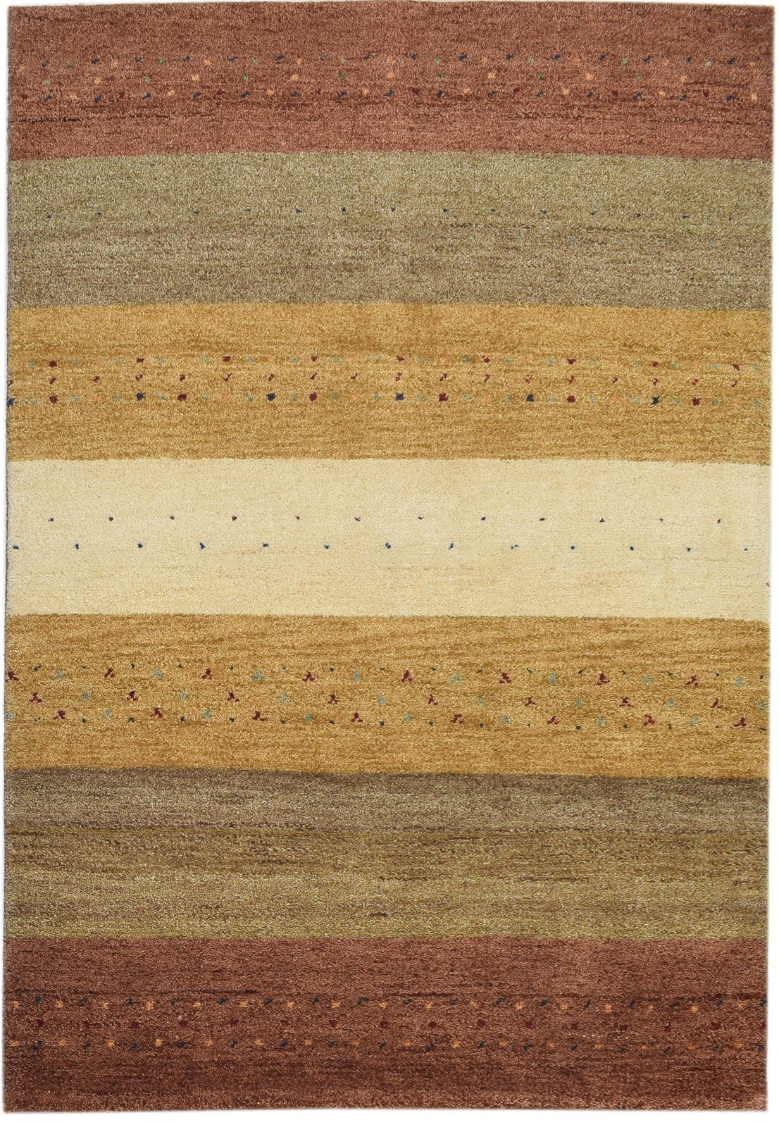 Hand Knotted Multi Color Wool Rug 4X6 Persian Gabbeh Striped Room Size Carpet   7860699955349