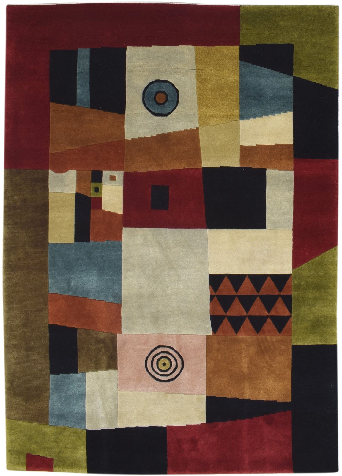 Hand Knotted Multi Color Wool Rug 5X7 Modern Indian Abstract Room Size Carpet   7864091934869