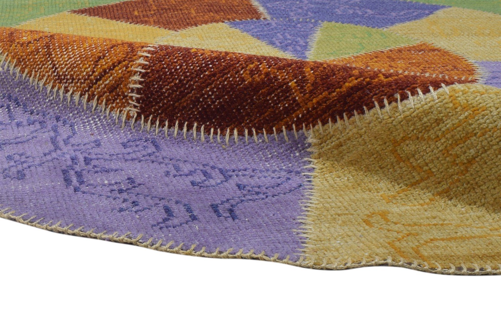 Shelagh Hand Knotted Multi Color Wool Rug 6X6 Modern Scandinavian Circles   7864879415445