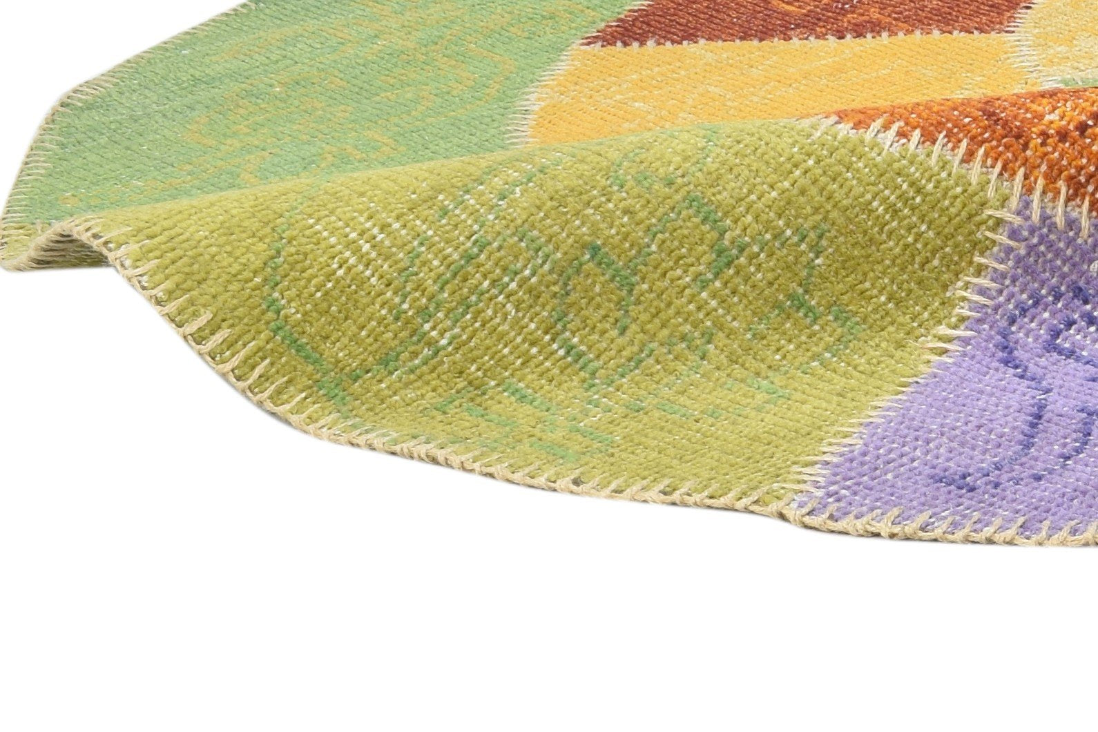 Shelagh Hand Knotted Multi Color Wool Rug 6X6 Modern Scandinavian Circles   7864879415445