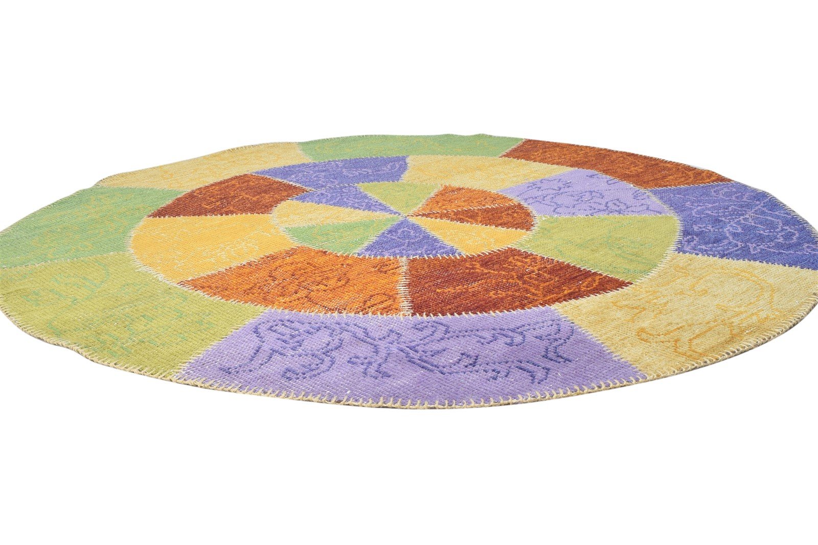 Shelagh Hand Knotted Multi Color Wool Rug 6X6 Modern Scandinavian Circles   7864879415445