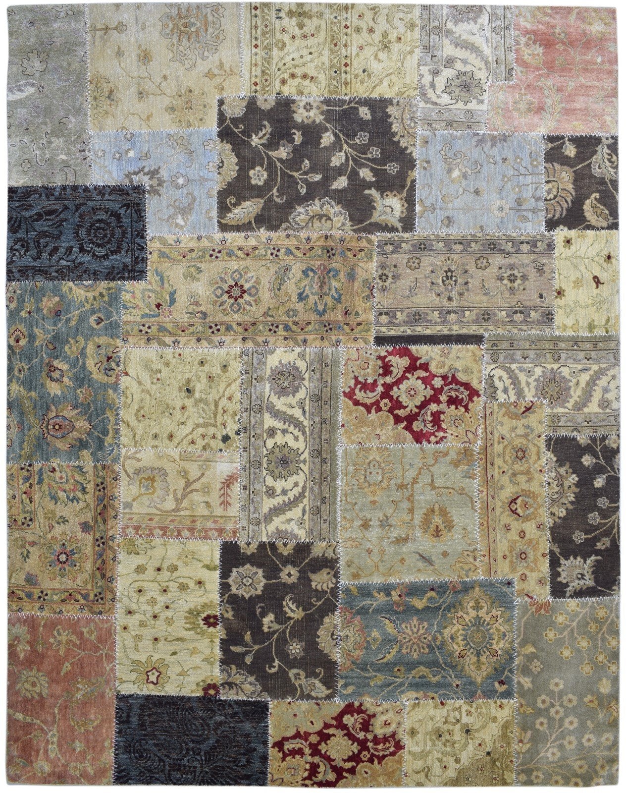 Hand Knotted Multi Color Wool Rug 8X10 Persian Oriental Patchwork Large Carpet   7860694679701
