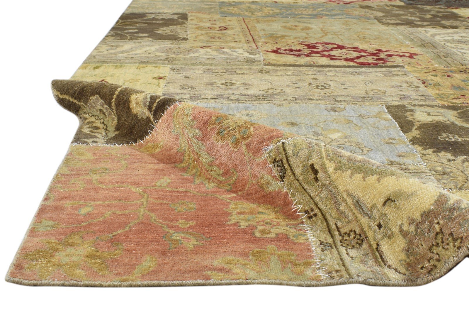 Hand Knotted Multi Color Wool Rug 8X10 Persian Oriental Patchwork Large Carpet   7860694679701