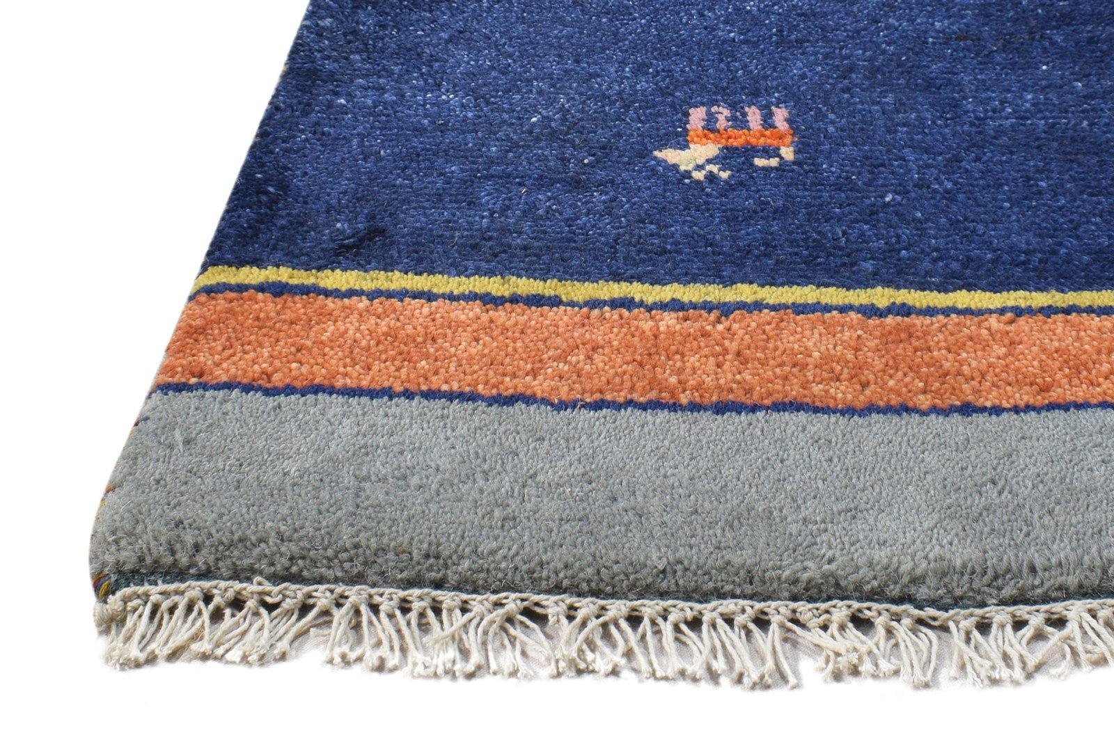 Hand Knotted Navy Blue Wool Rug 1X2 Southwestern American Tribal Small Carpet   7865057804437