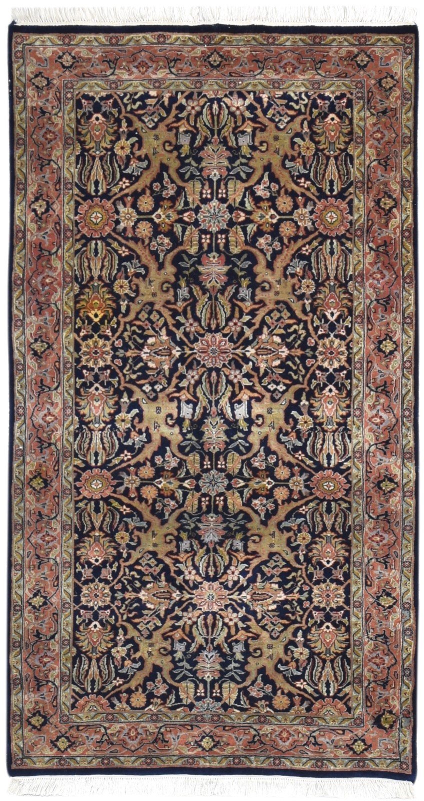 Hand Knotted Navy Blue Wool Rug 3' X 6' Persian Bijar Oriental Room Size Carpet   7864676319381