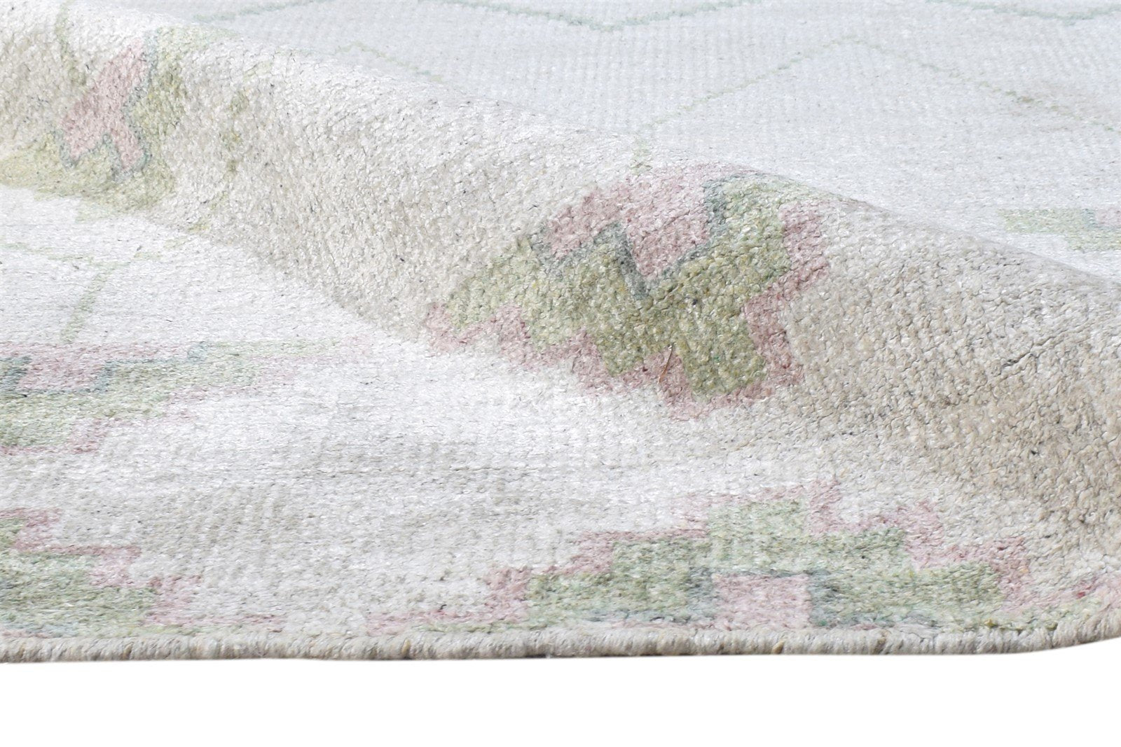 Hand Knotted Off-White Silk Rug 5' X 7' Modern Moroccan Chevron Room Size Carpet   7864417353877