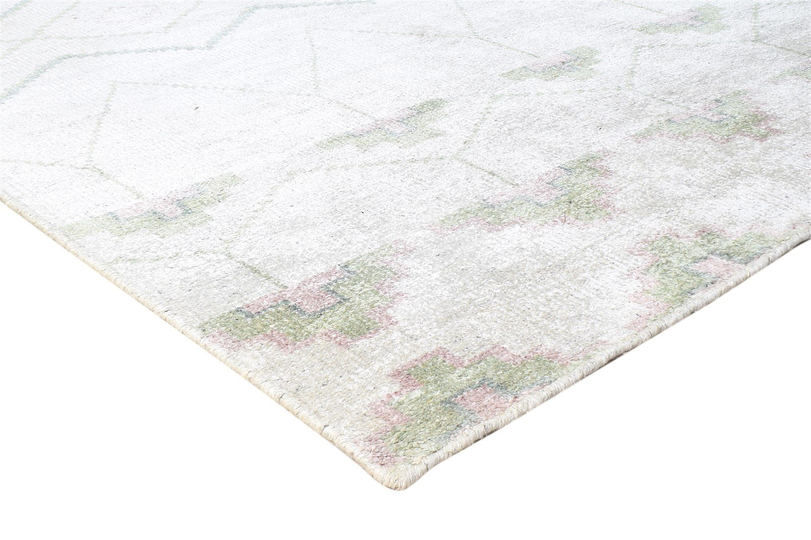 Hand Knotted Off-White Silk Rug 5' X 7' Modern Moroccan Chevron Room Size Carpet   7864417353877