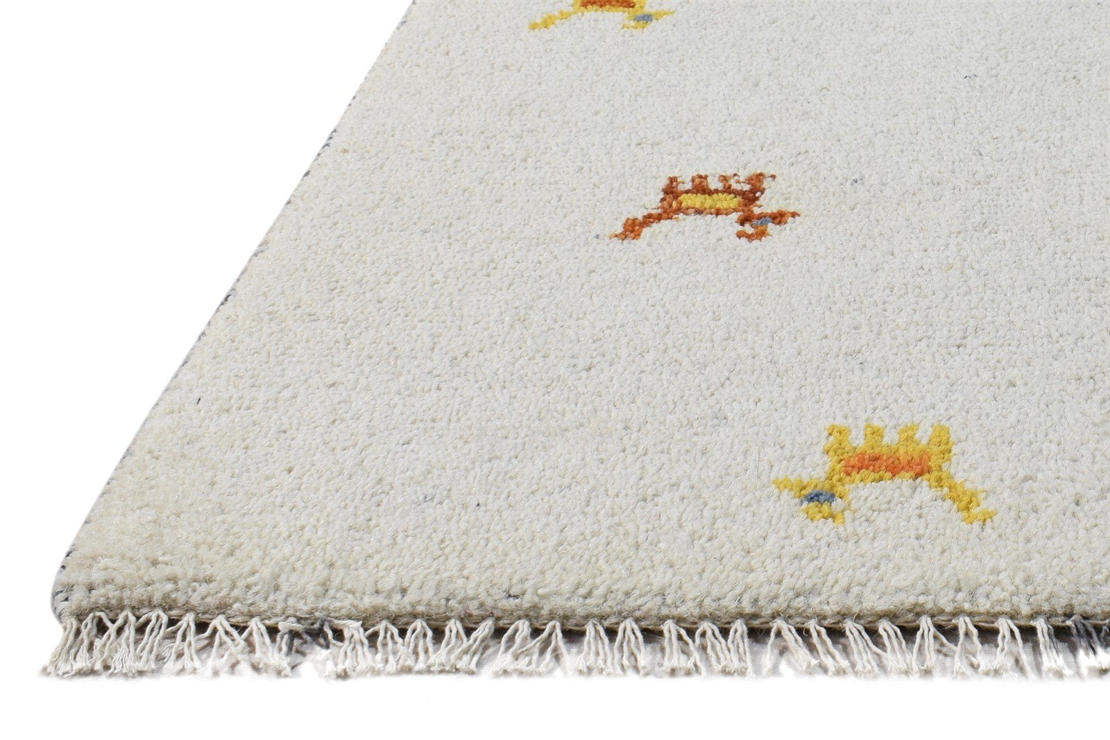 Hand Knotted Off-White Wool Rug 1' X 2' Persian Southwestern Tribal Small Carpet   7865185566869
