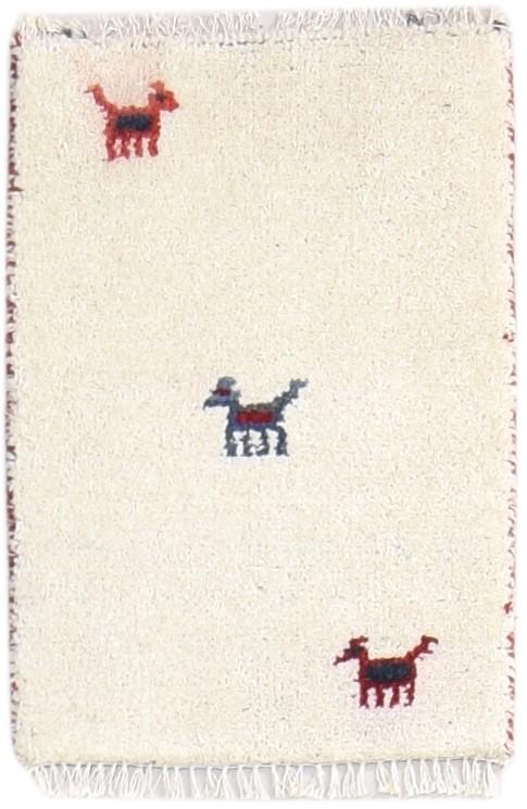 Hand Knotted Off-White Wool Rug 1' X 2' Southwestern Gabbeh Tribal Small Carpet   7865099616405