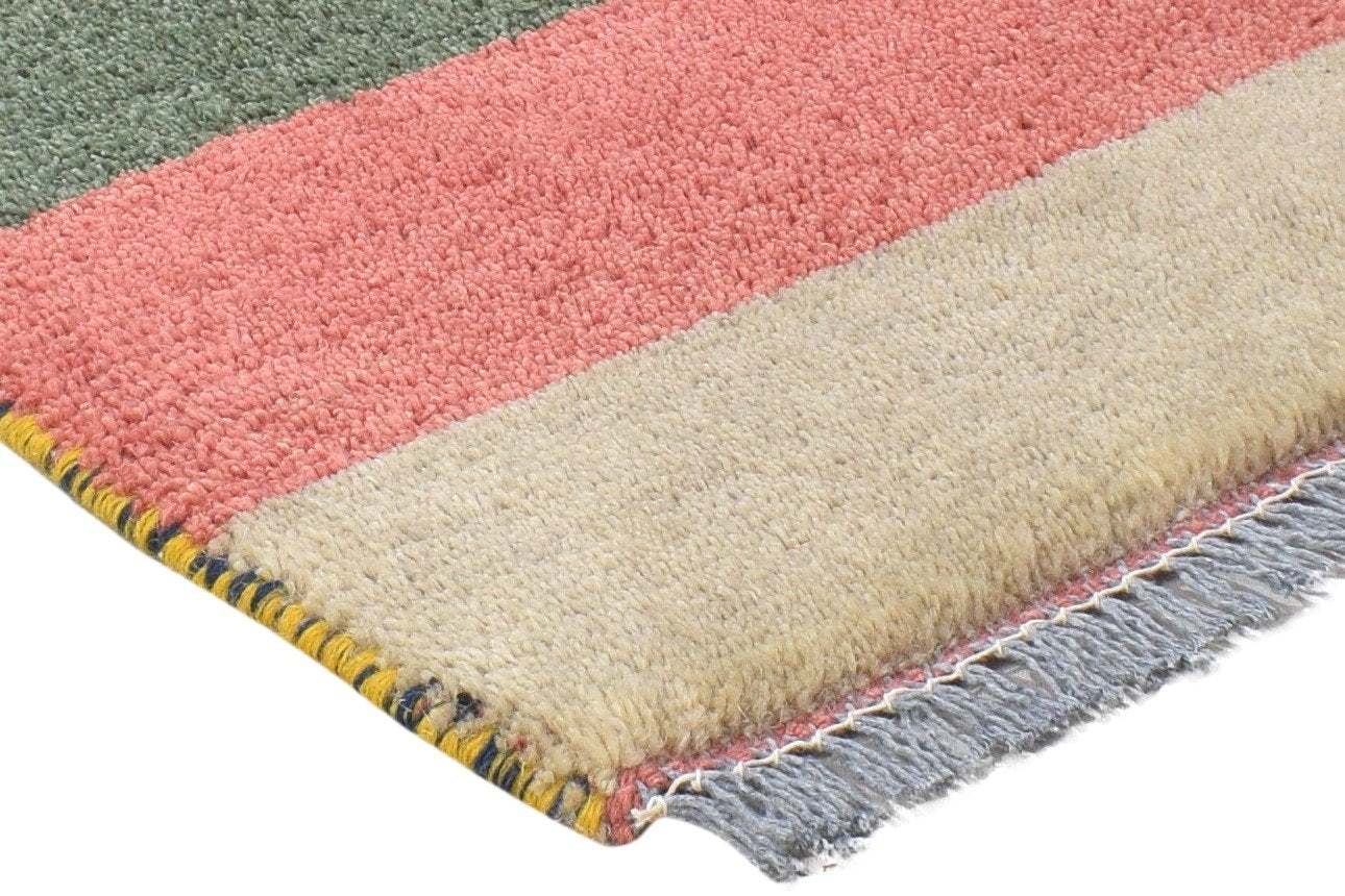 Hand Knotted Pink Wool Rug 1' X 2' Tribal Gabbeh Southwestern Small Carpet   7864499142805