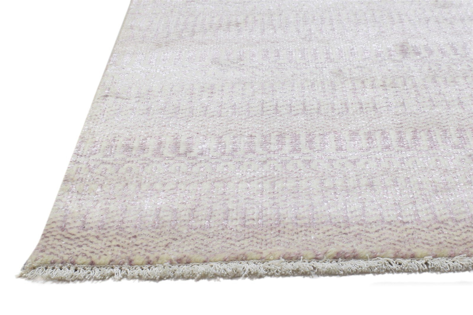 Hand Knotted Pink Wool / Silk Rug 2X3 Modern Scandinavian Grass Trellis Small   7864217338005