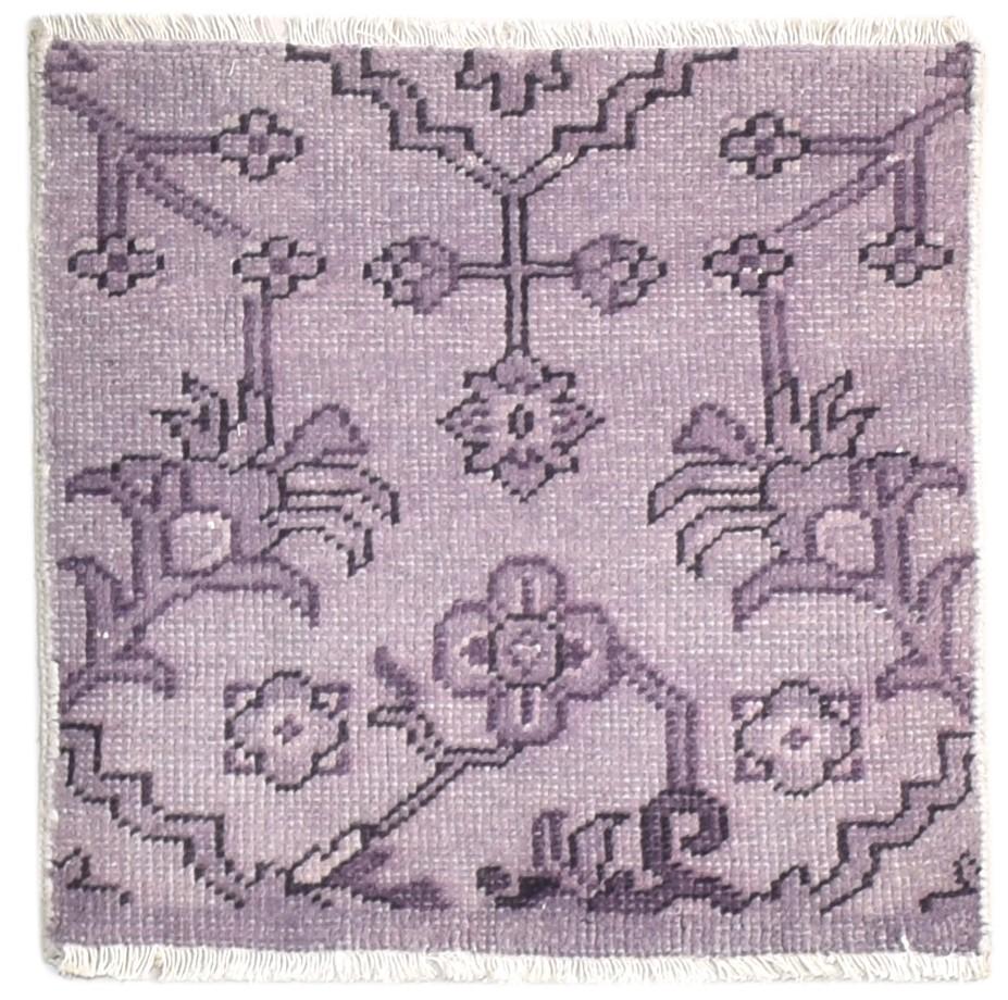 Hand Knotted Purple Wool Rug 2' X 2' Persian Oushak Oriental Small Carpet   7864926208149