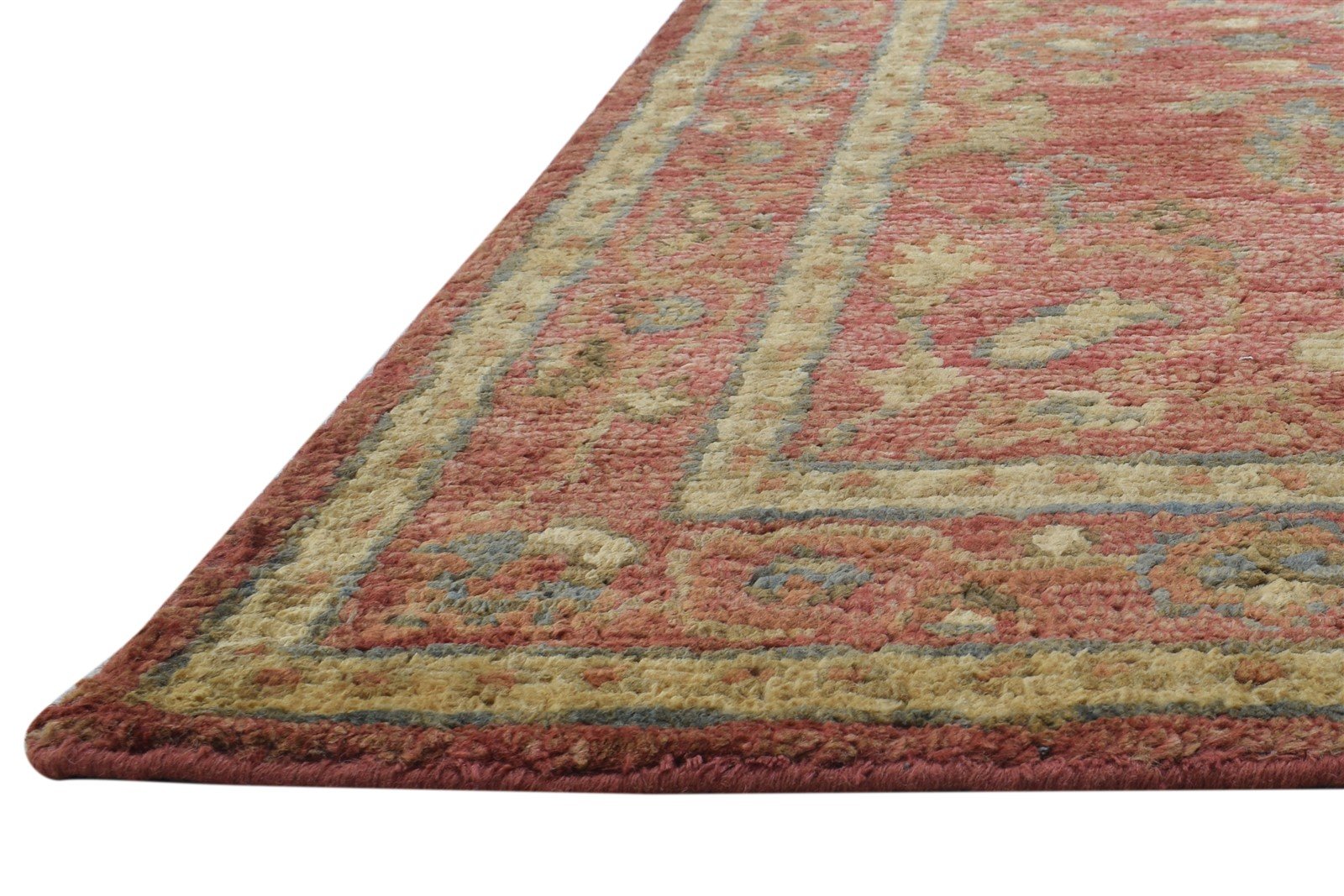 Hand Knotted Red Jute Rug 5X8 Persian Sarouk-Indian Oriental Room Size Carpet   7864404541589