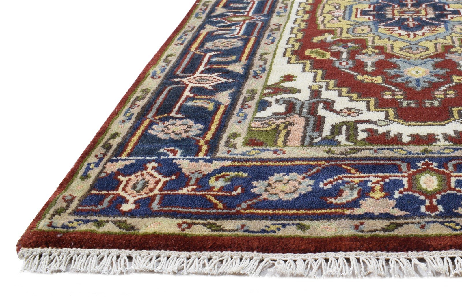 Hand Knotted Red Wool Rug 3' X 5' Persien Heriz-Indian Oriental Room Size Carpet   7865092636821