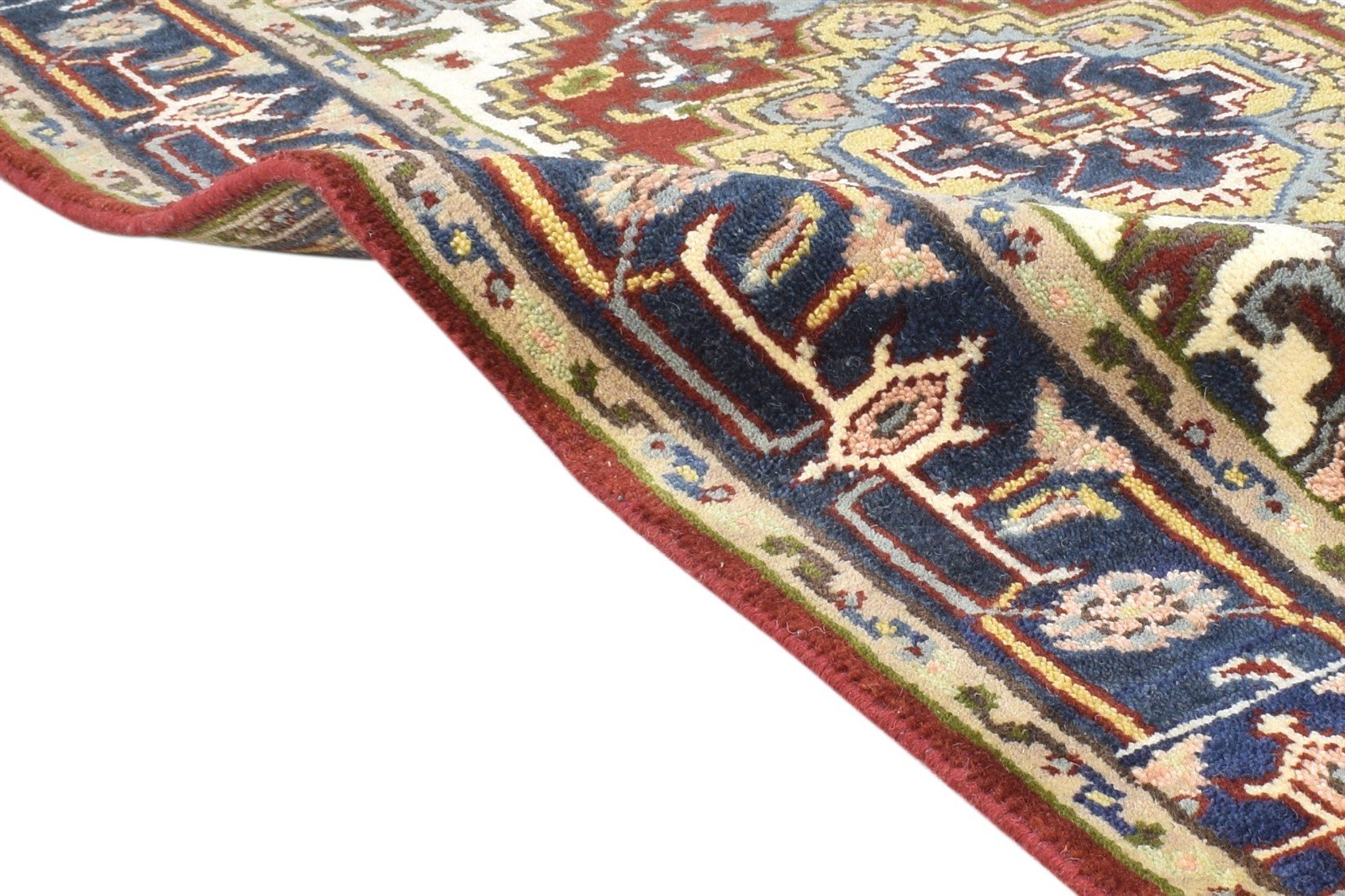 Hand Knotted Red Wool Rug 3' X 5' Persien Heriz-Indian Oriental Room Size Carpet   7865092636821