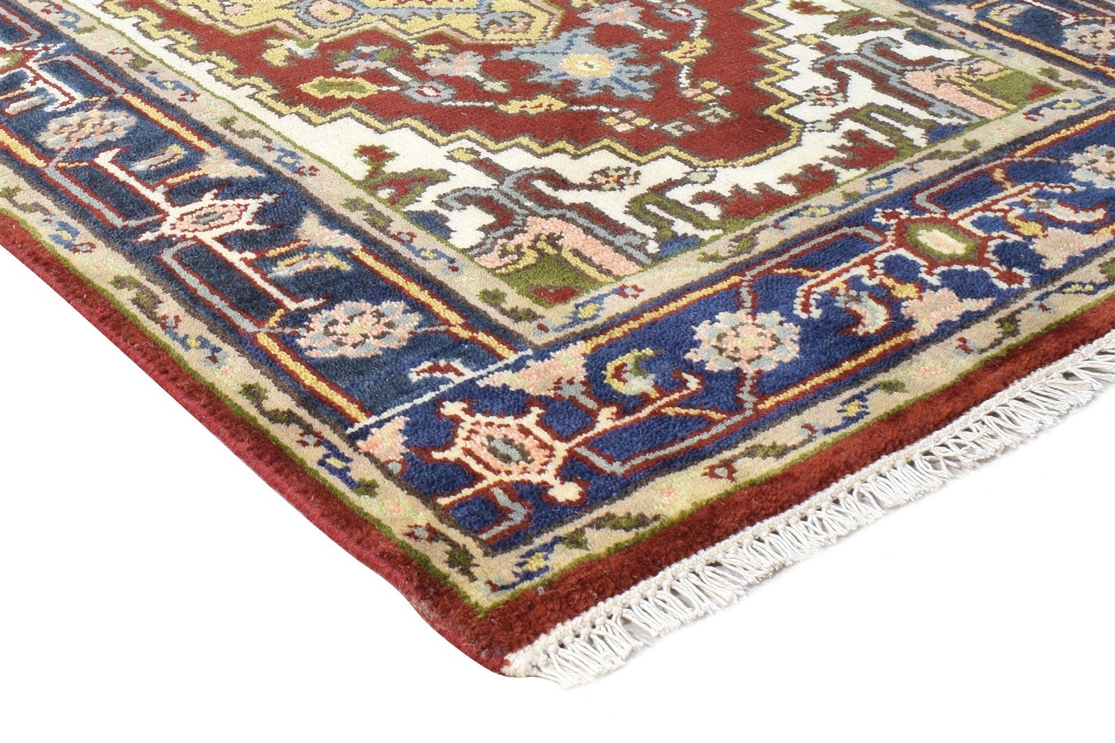 Hand Knotted Red Wool Rug 3' X 5' Persien Heriz-Indian Oriental Room Size Carpet   7865092636821