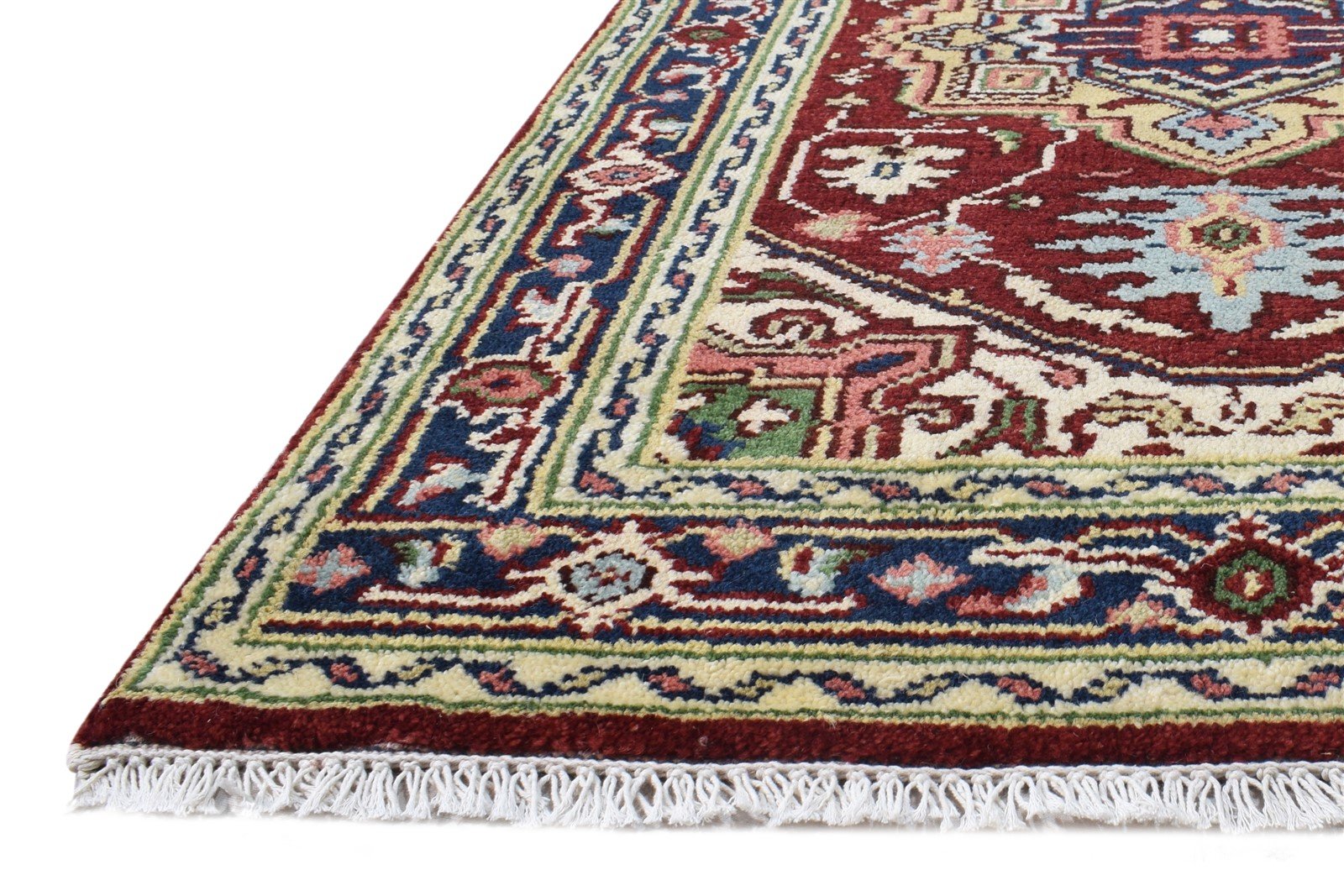 Hand Knotted Red Wool Rug 3' X 5' Persien Heriz-Indian Oriental Small Carpet   7865093390485