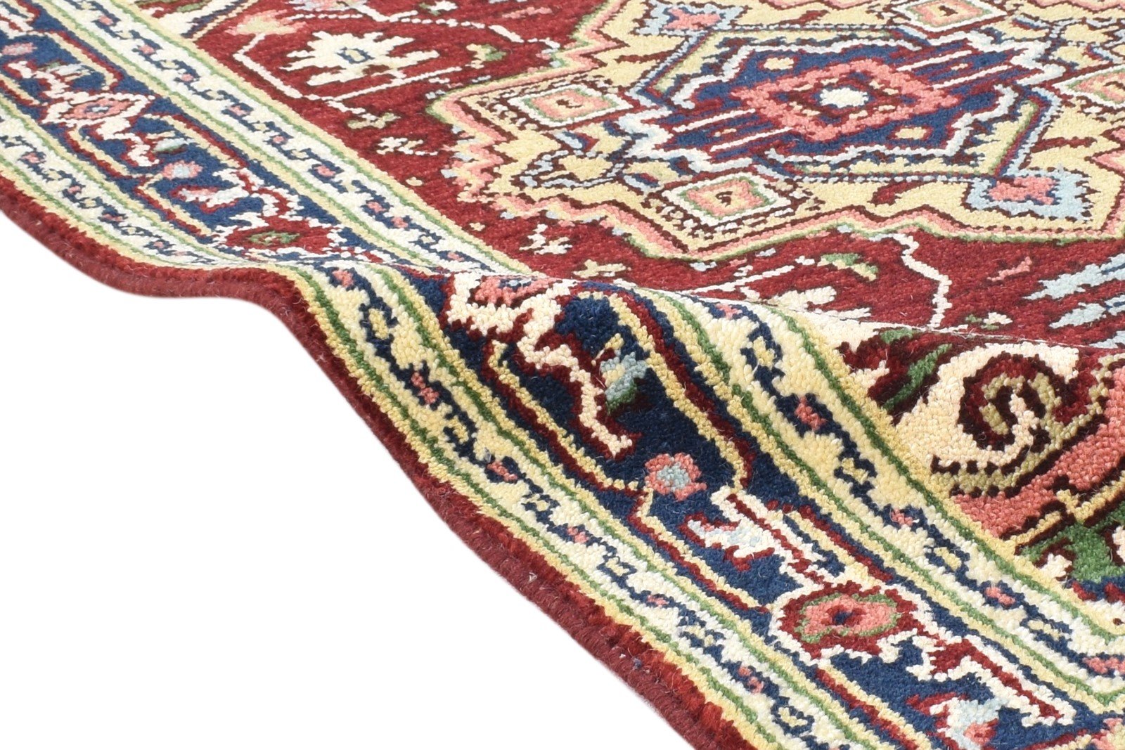 Hand Knotted Red Wool Rug 3' X 5' Persien Heriz-Indian Oriental Small Carpet   7865093390485