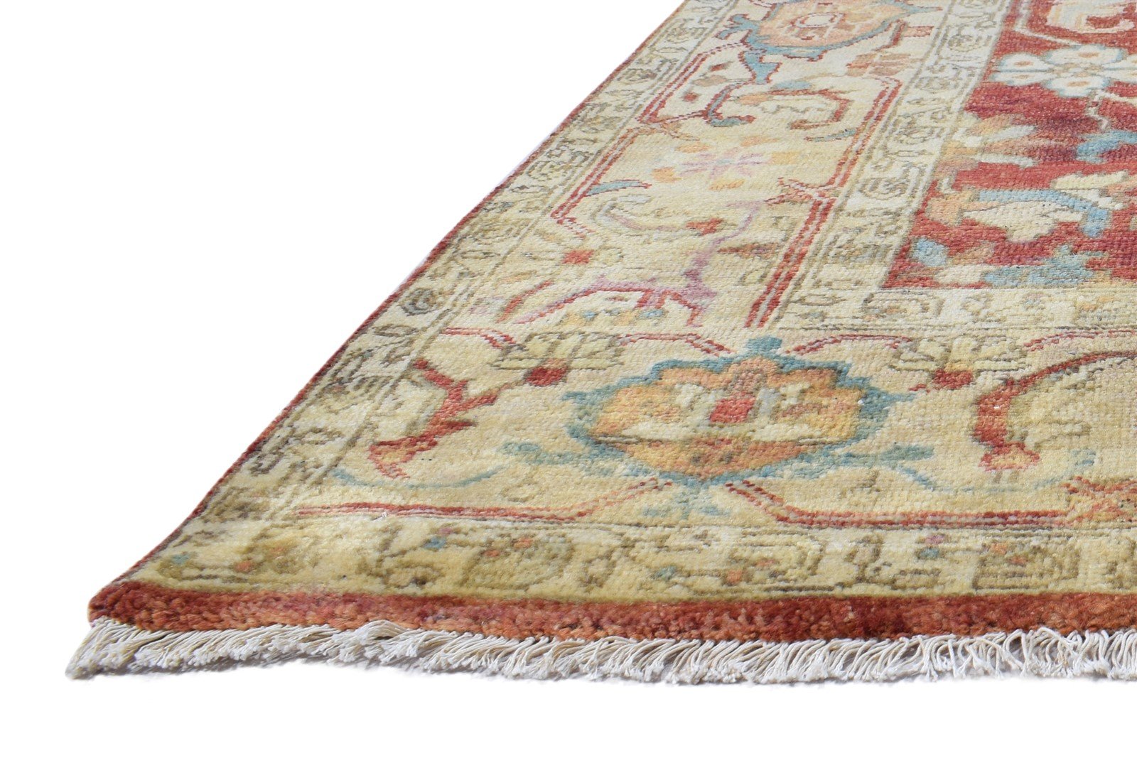 Hand Knotted Red Wool Rug 6' X 9' Persian Mughal Oriental Room Size Carpet   7865000394901