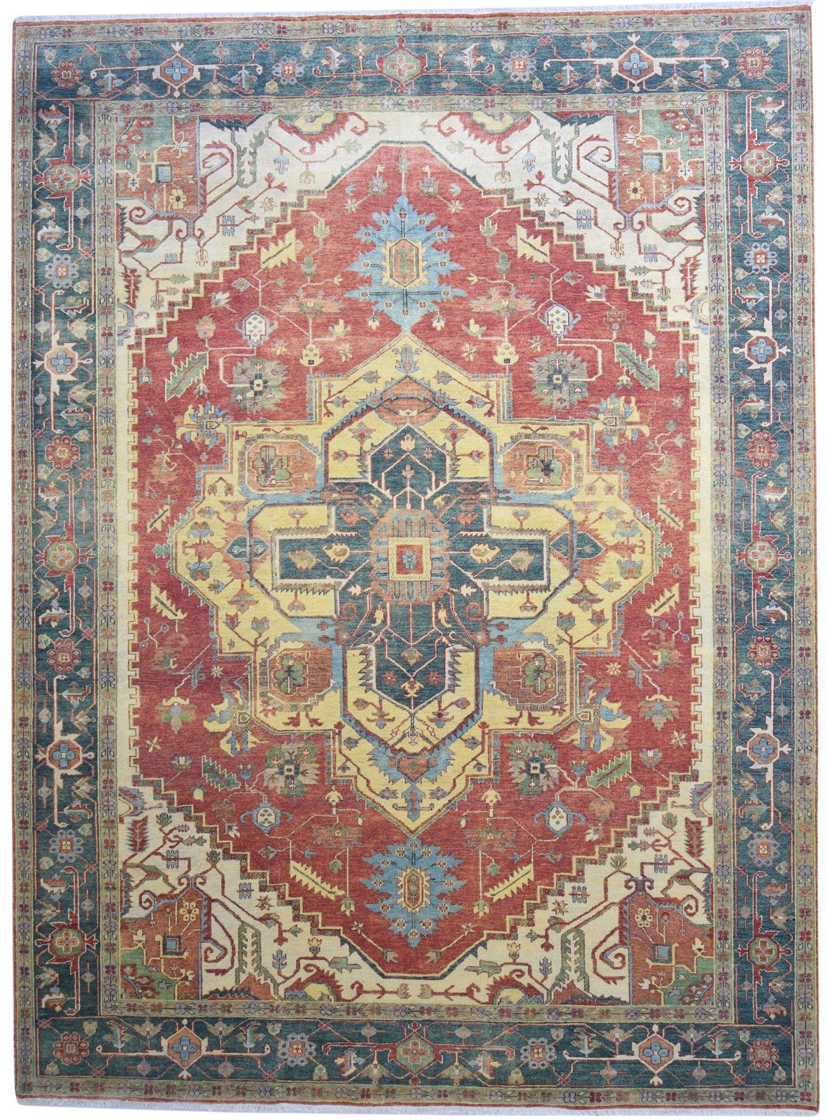 Hand Knotted Red Wool Rug 9' X 12' Persian Serapi Oriental Large Carpet   7864200691861