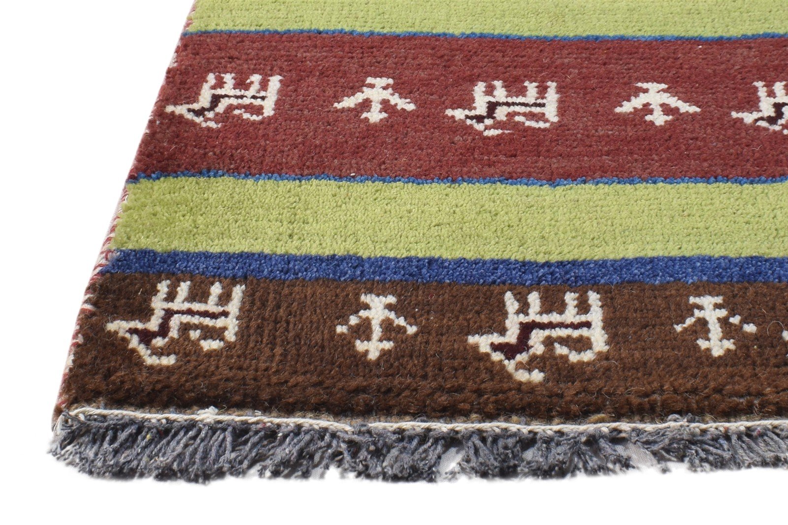 Hand Knotted Rust Wool Rug 1' X 2' Southwestern American Tribal Small Carpet   7865060884629