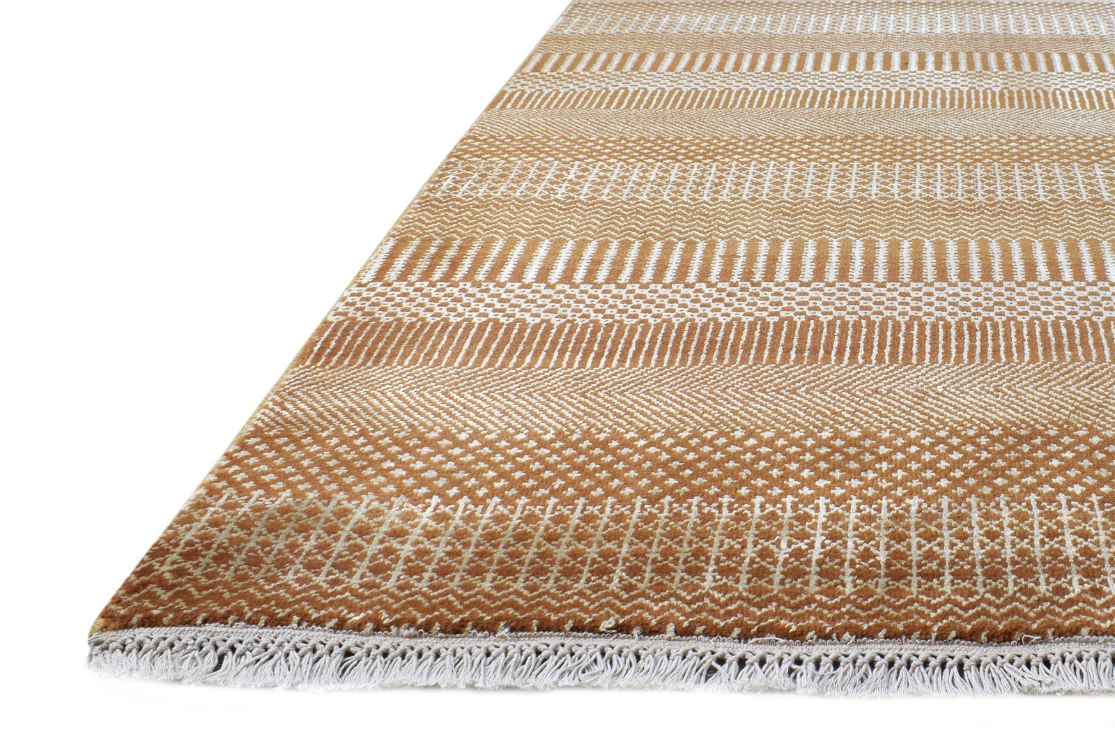 Hand Knotted Rust Wool Rug 4' X 6' Modern Agra Grass Trellis Room Size Carpet   7865148375189