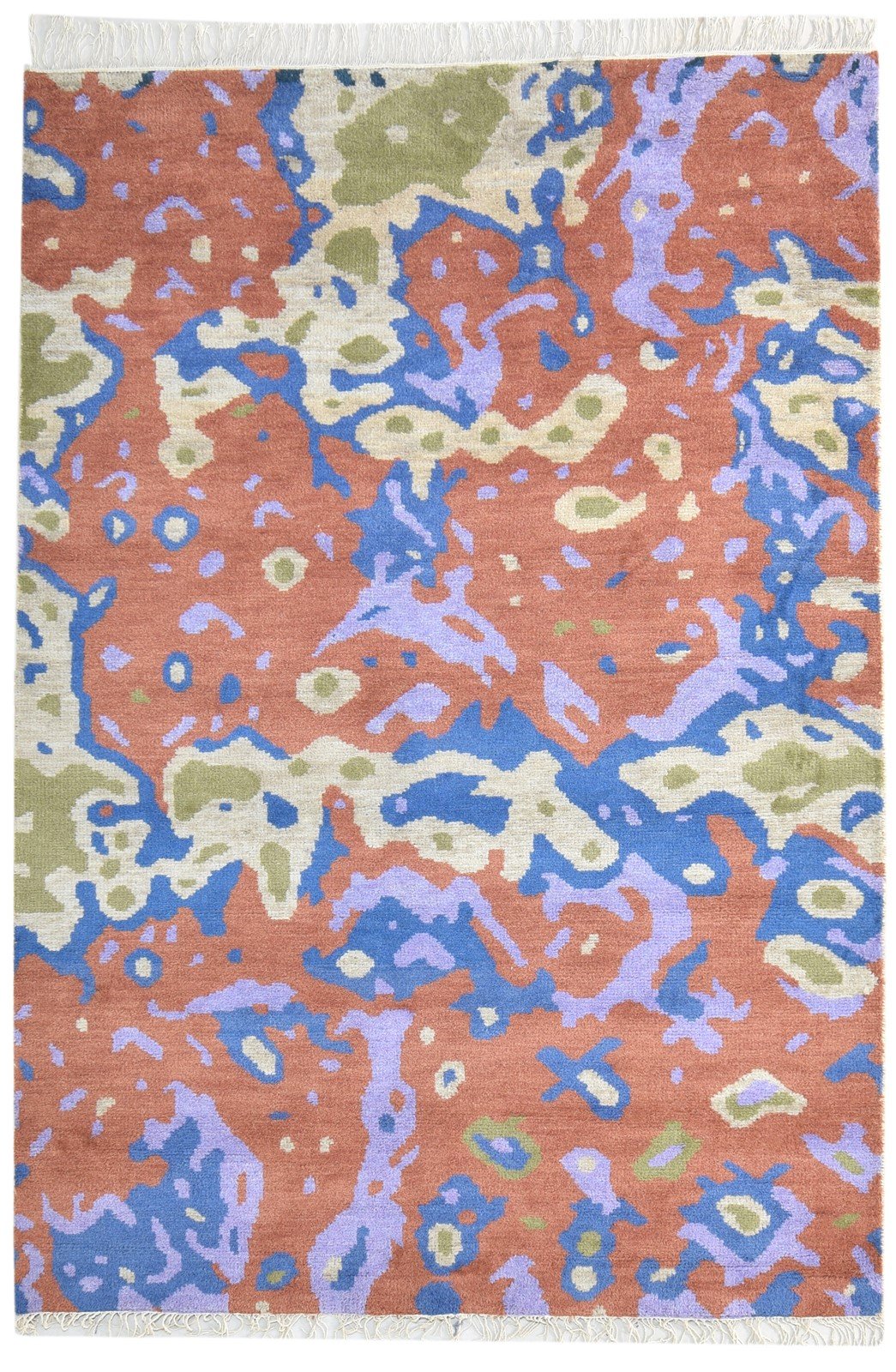 Hand Knotted Rust Wool Rug 6' X 9' Modern Bohemian Abstract Room Size Carpet   7864942198933