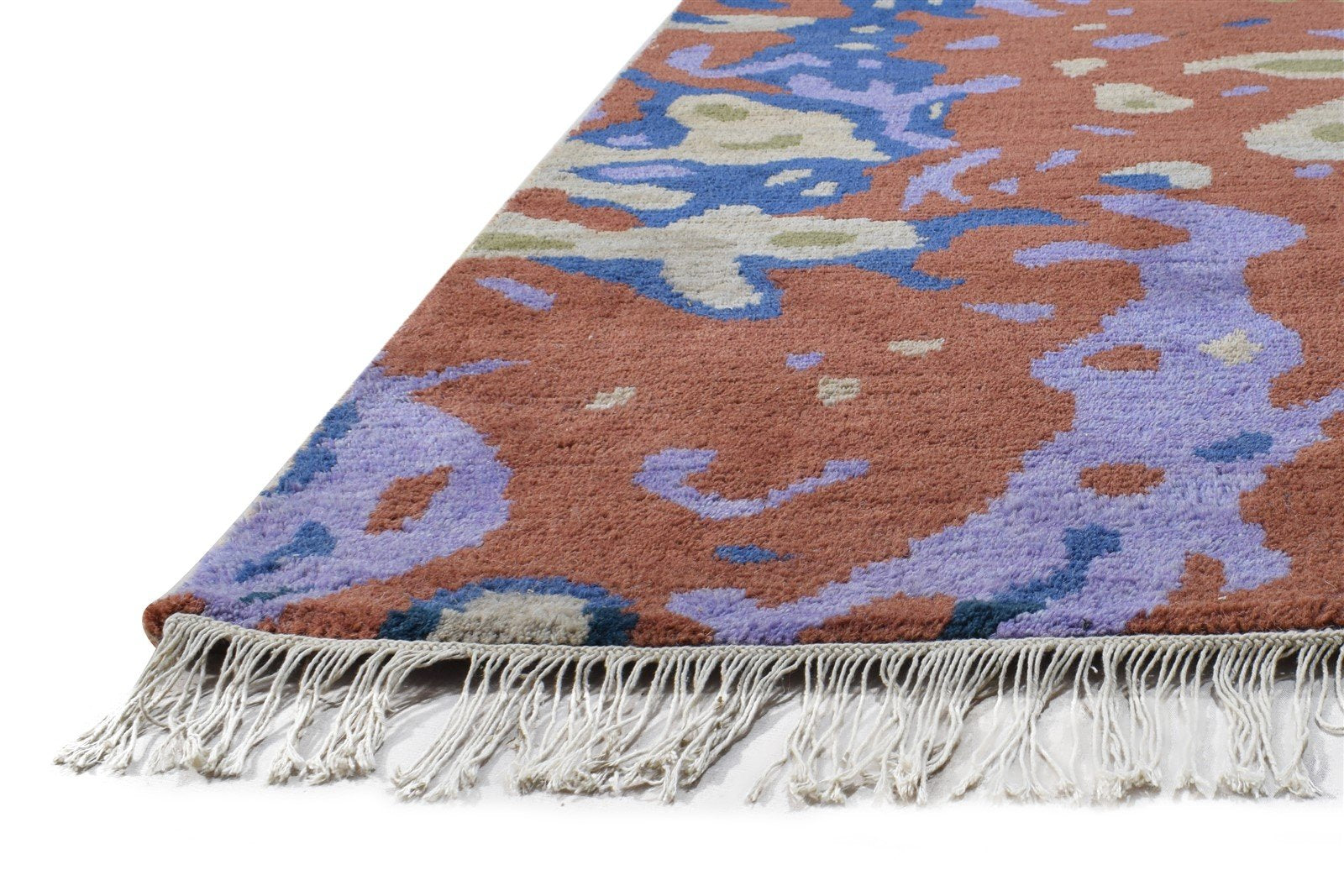 Hand Knotted Rust Wool Rug 6' X 9' Modern Bohemian Abstract Room Size Carpet   7864942198933