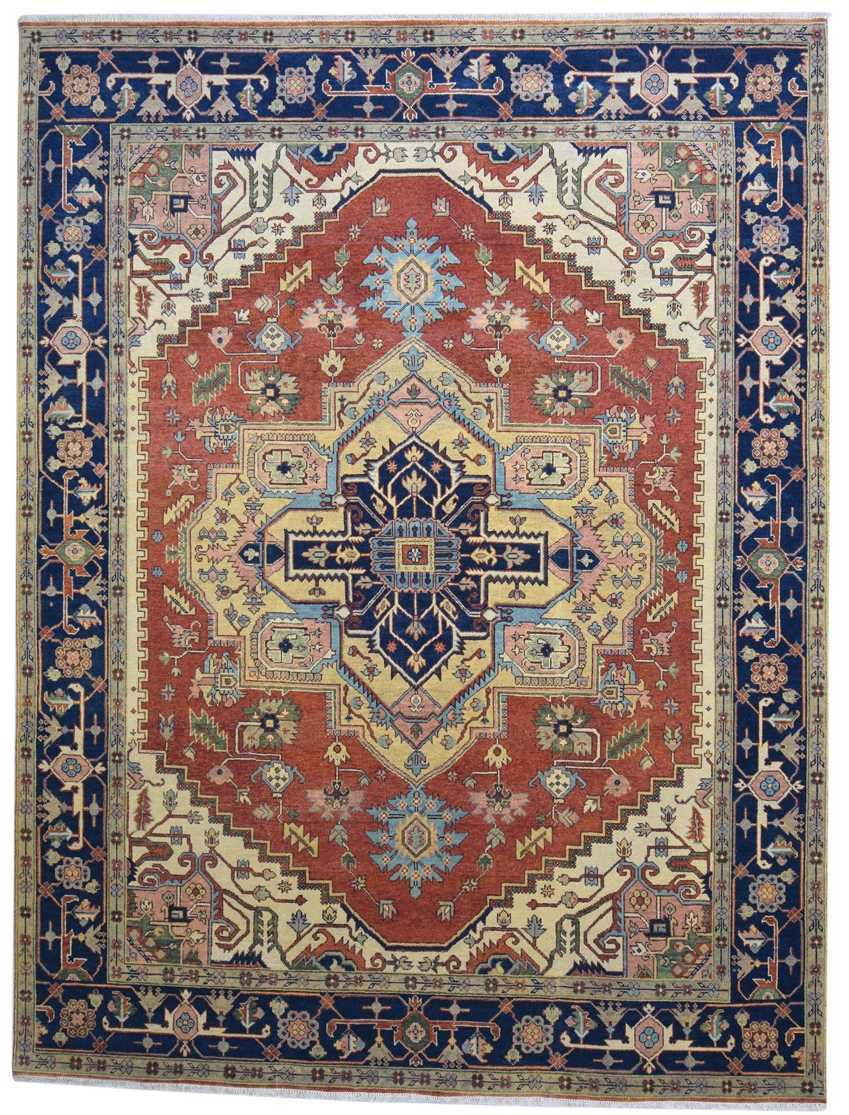 Hand Knotted Rust Wool Rug 9' X 12' Persian Serapi Oriental Large Carpet   7864201379989