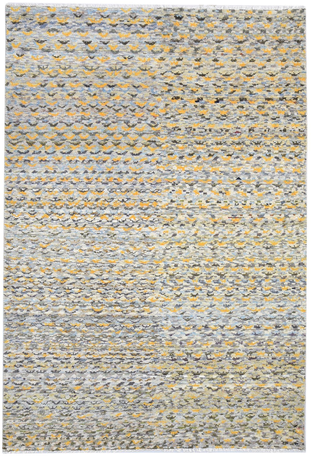 Hand Knotted Sage Wool Rug 6' X 9' Modern Indian Abstract Room Size Carpet   7864321933461