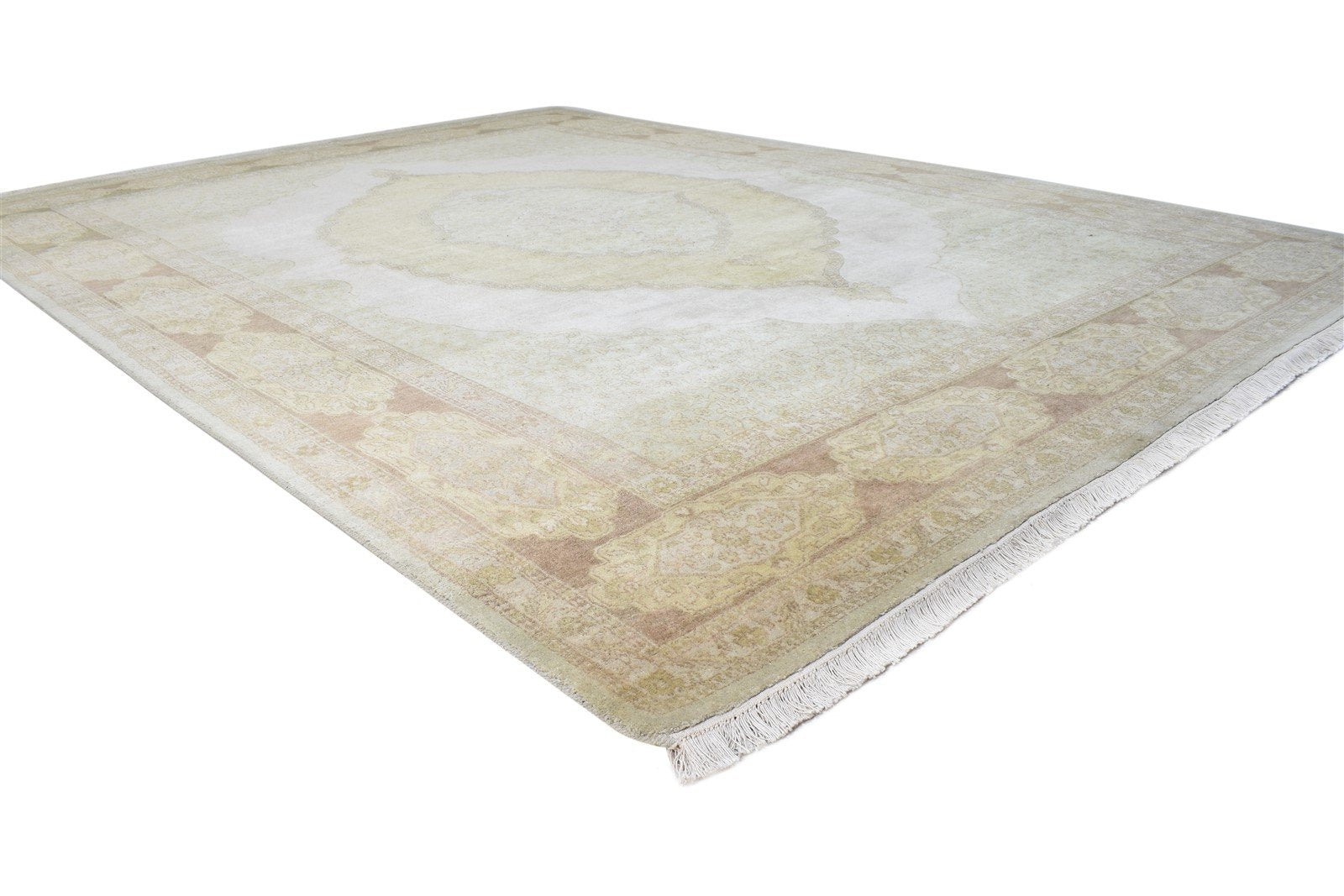 Hand Knotted Sage Wool Rug 8' X 10' Persian Oriental Medallion Large Carpet   7865073041557