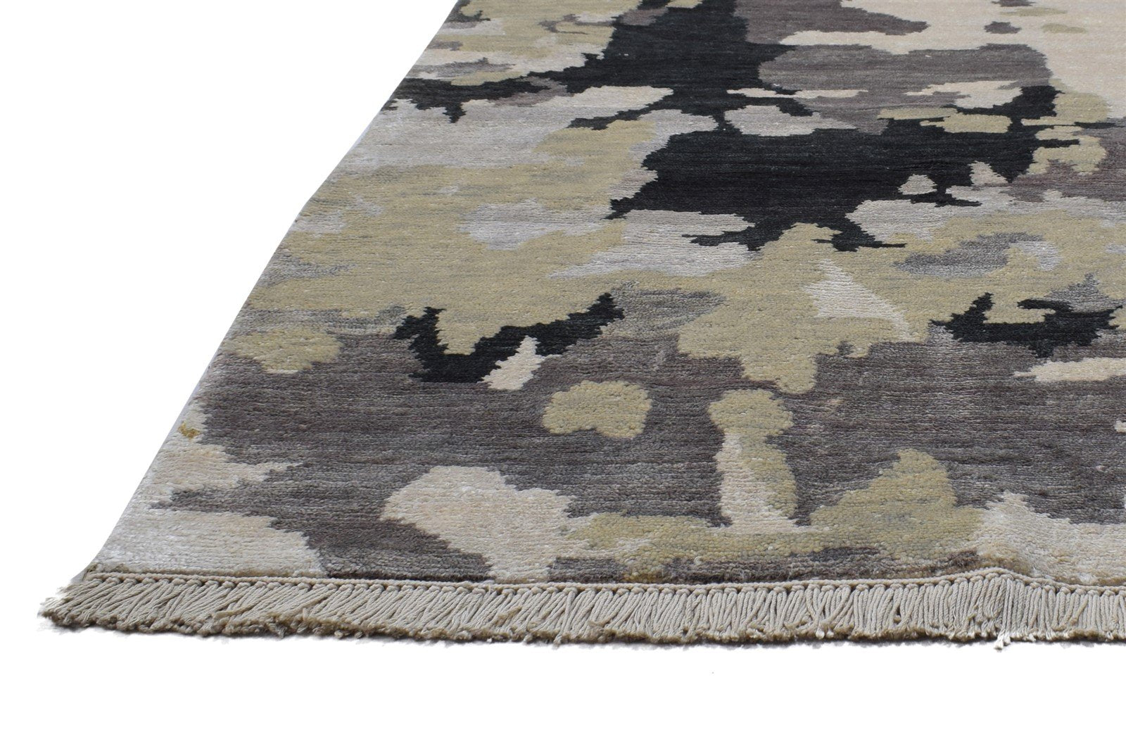Hand Knotted Sage Wool / Silk Rug 5X8 Modern Indian Abstract Room Size Carpet   7864090427541
