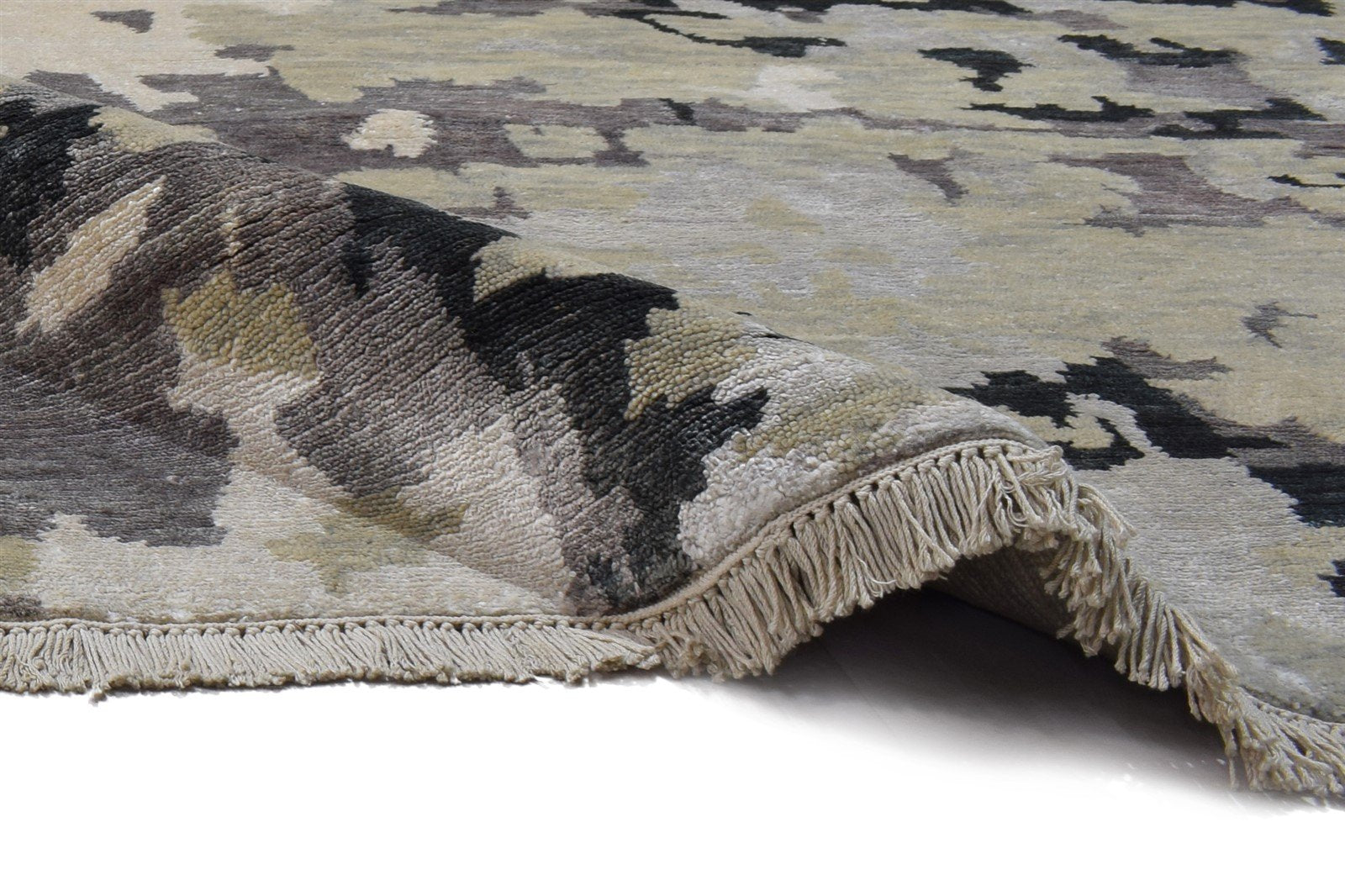 Hand Knotted Sage Wool / Silk Rug 5X8 Modern Indian Abstract Room Size Carpet   7864090427541