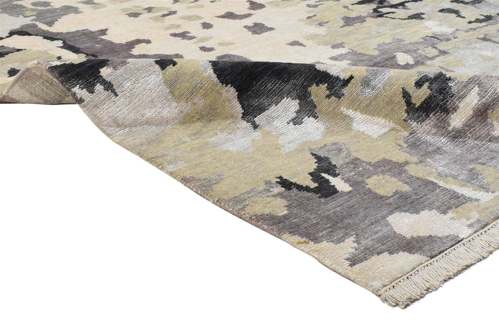 Hand Knotted Sage Wool / Silk Rug 5X8 Modern Indian Abstract Room Size Carpet   7864090427541