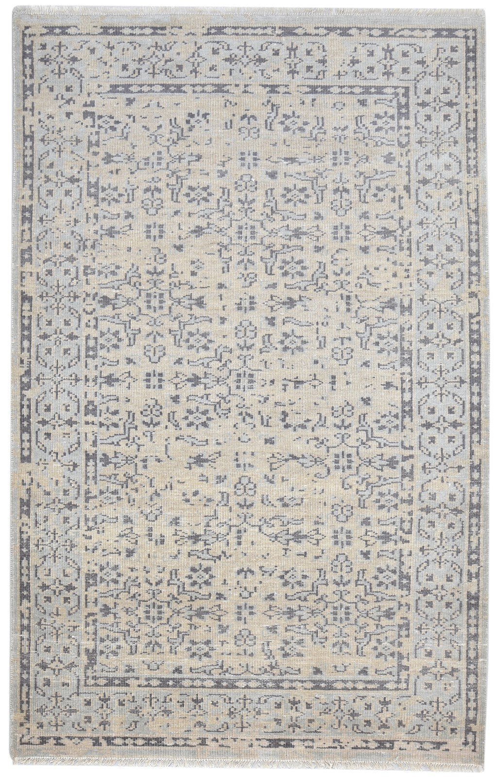 Hand Knotted Sage Wool / Silk Rug 5X8 Persian Kashan Oriental Room Size Carpet   7864801886357