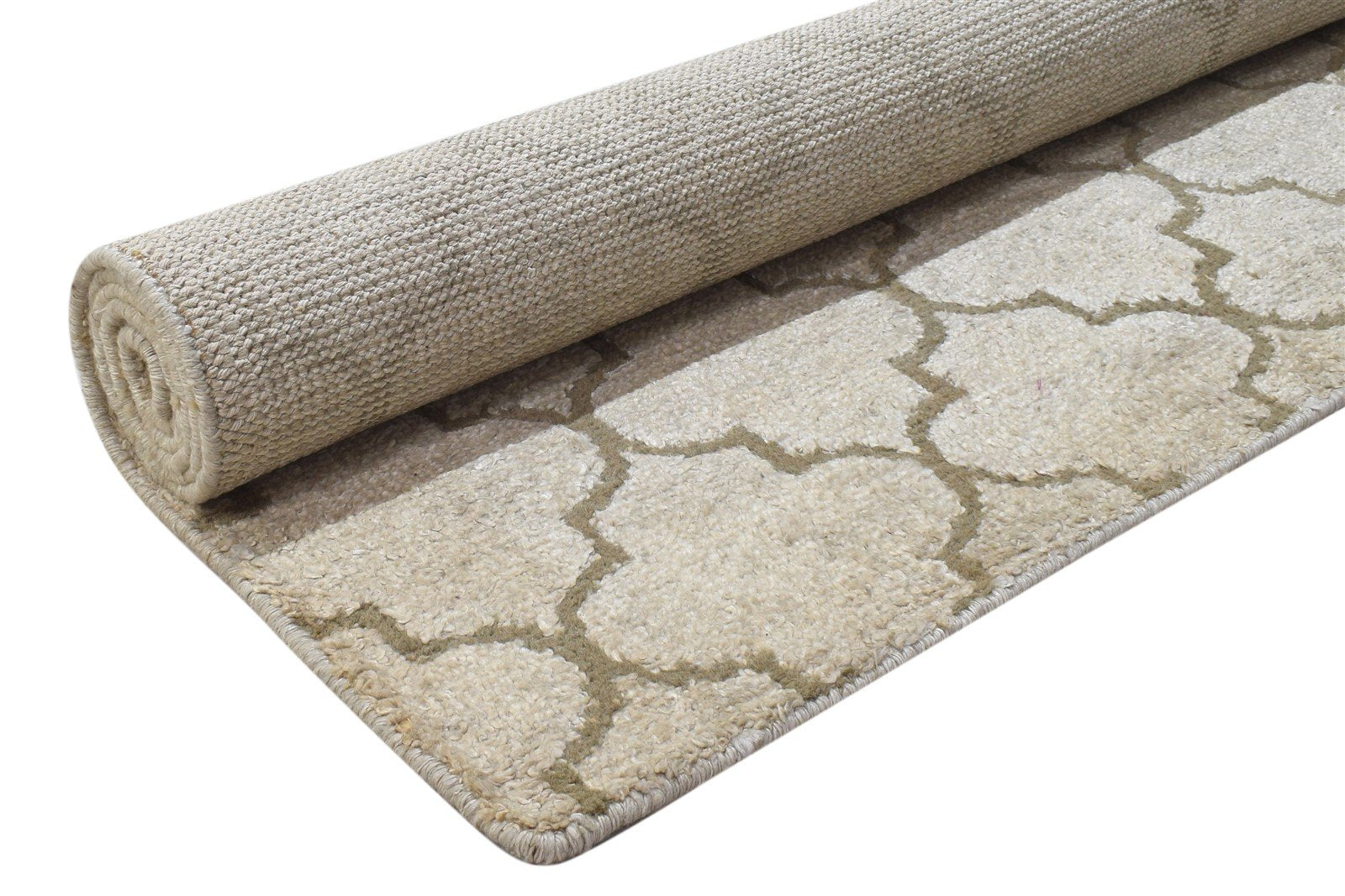 Hand Knotted Sand Wool Rug 5' X 7' Modern Moroccan Trellis Room Size Carpet   7864157667477