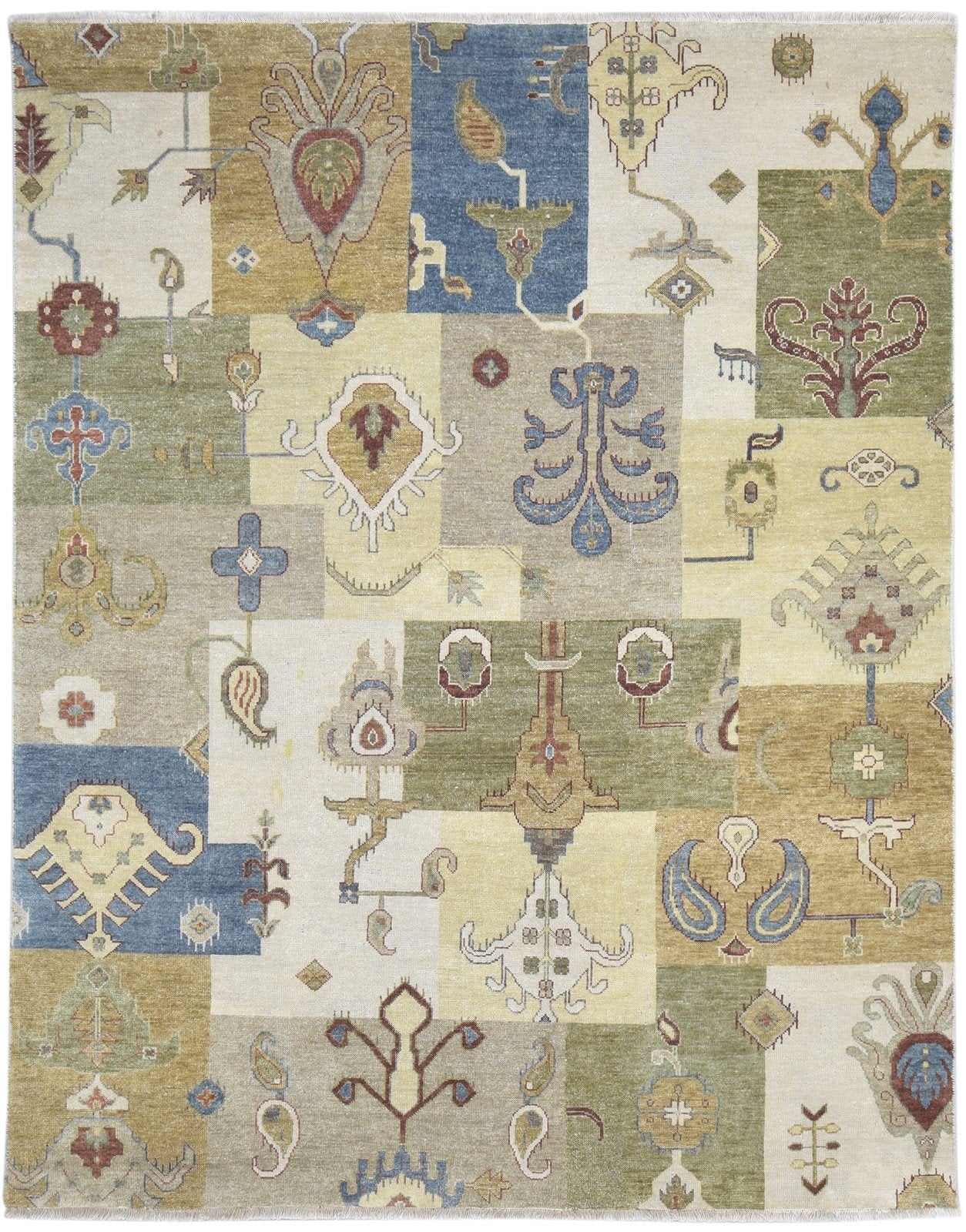 Hand Knotted Sand Wool Rug 7' X 10' Persian Mughal Oriental Large Carpet   7864497701013
