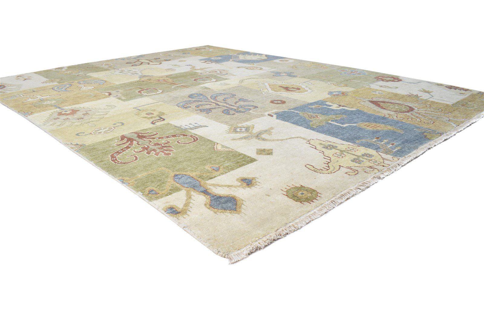 Hand Knotted Sand Wool Rug 7' X 10' Persian Mughal Oriental Large Carpet   7864497701013