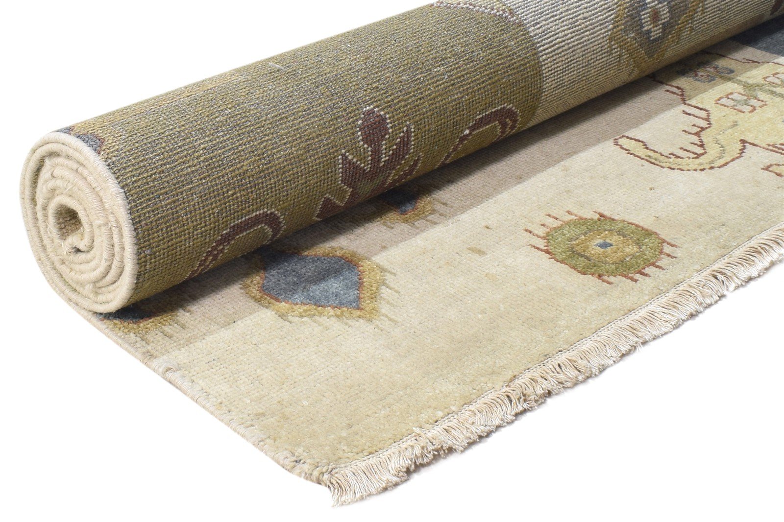 Hand Knotted Sand Wool Rug 7' X 10' Persian Mughal Oriental Large Carpet   7864497701013