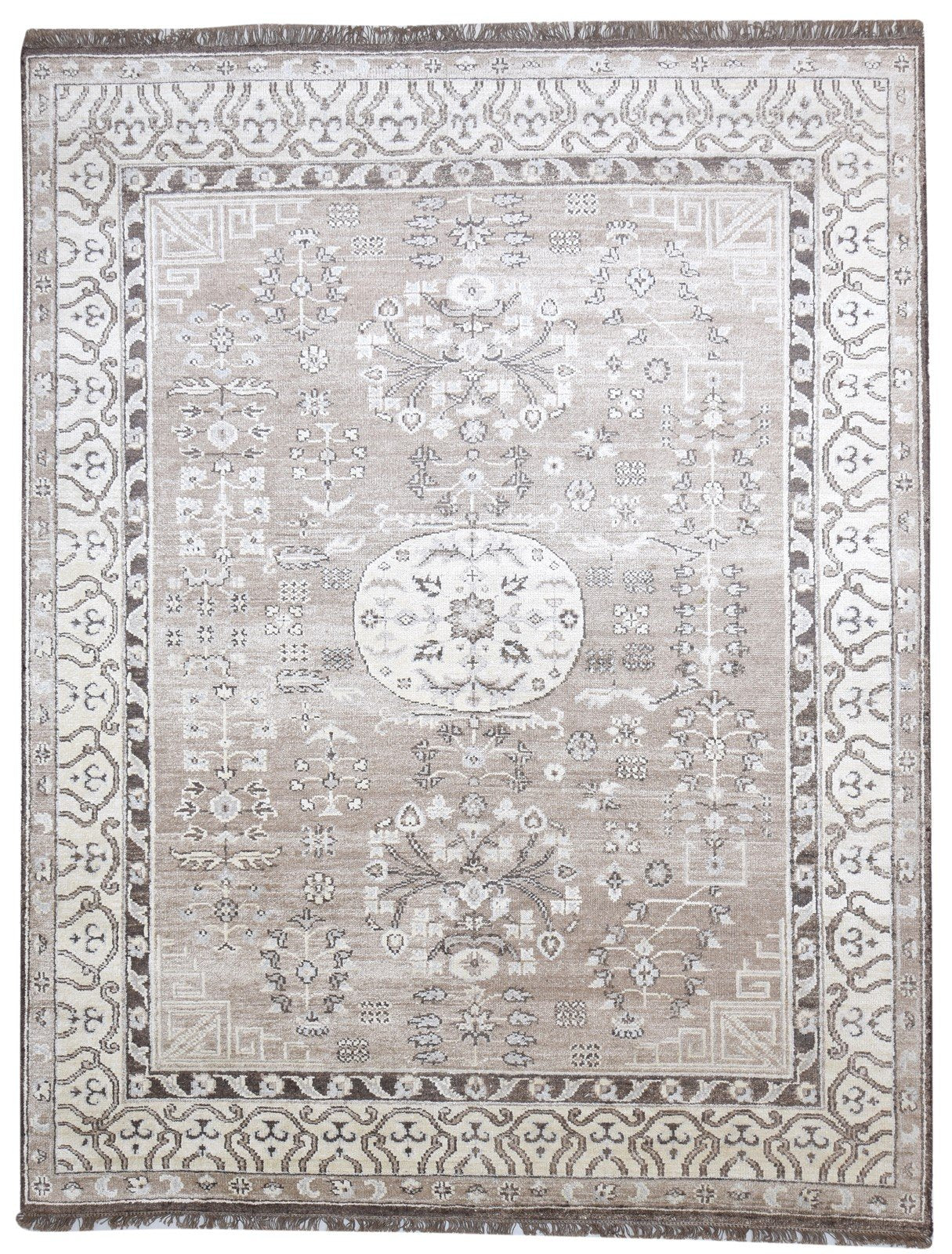 Hand Knotted Sand Wool Rug 8' X 10' Persian Khotan Oriental Large Carpet   7864169529493