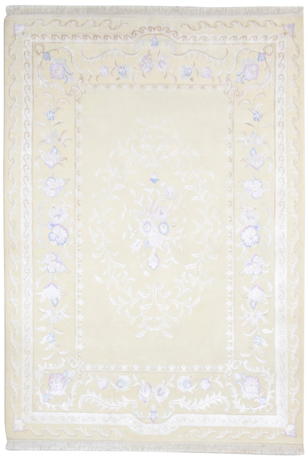 Hand Knotted Sand Wool / Silk Rug 6X8 Persian Oriental Oriental Room Size   7864239915157