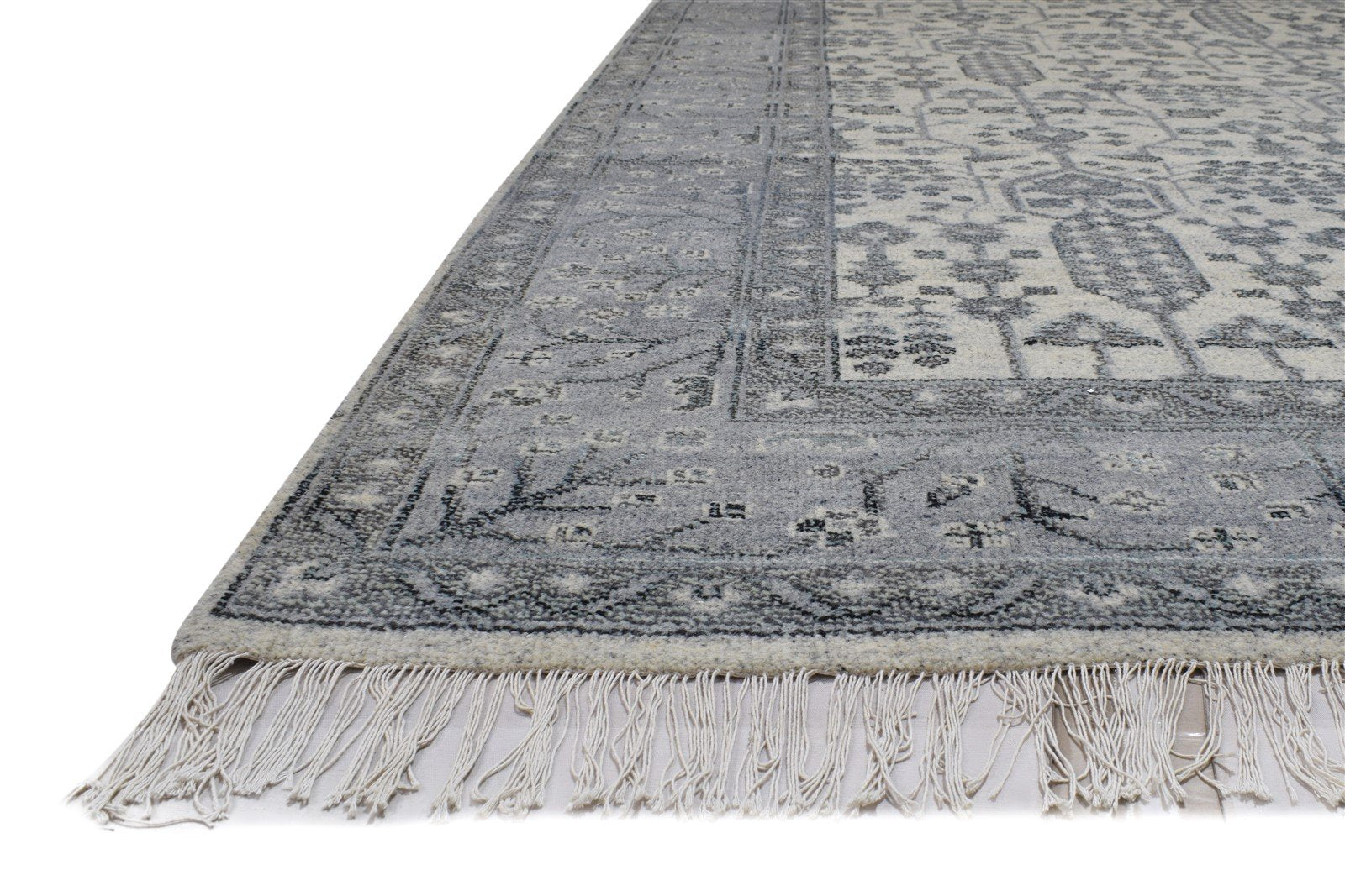 Hand Knotted Silver Wool Rug 8X10 Persian Sarouk-Indian Oriental Large Carpet   7864175788181
